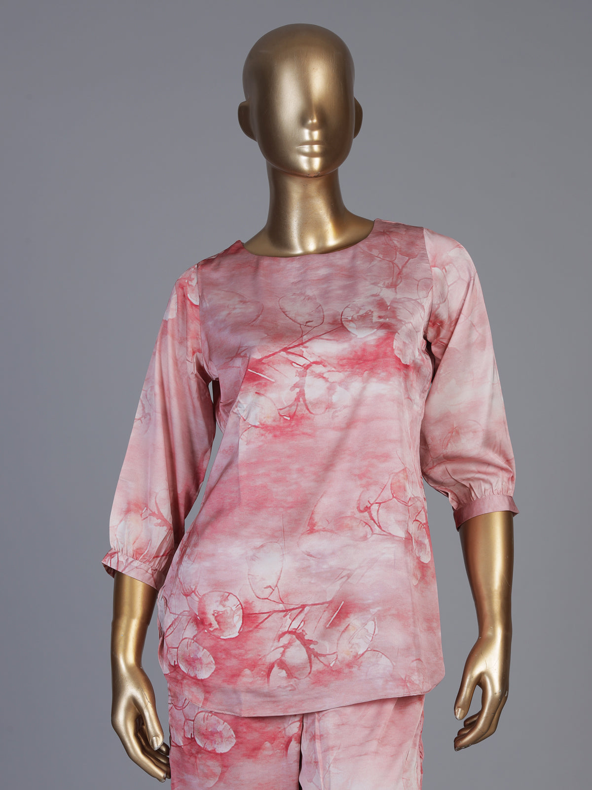 Pink satin floral printed palazzo co ord set with graceful styling