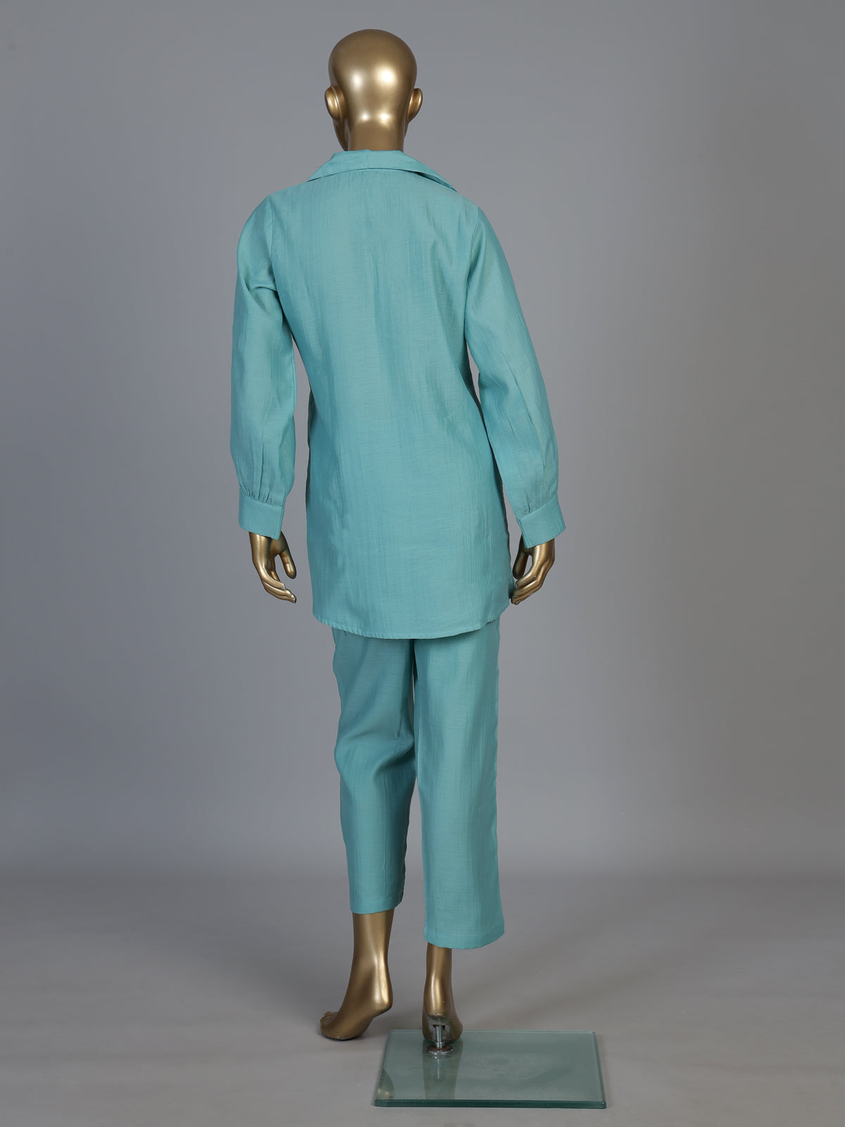 Sky blue tissue silk co ord set with full sleeves and pants
