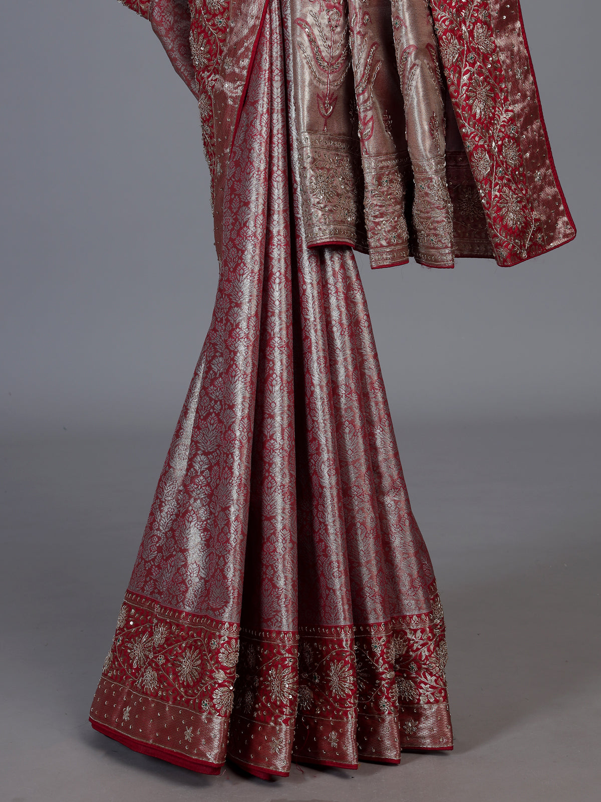 Red kanjivaram tissue silk bridal festive saree for women