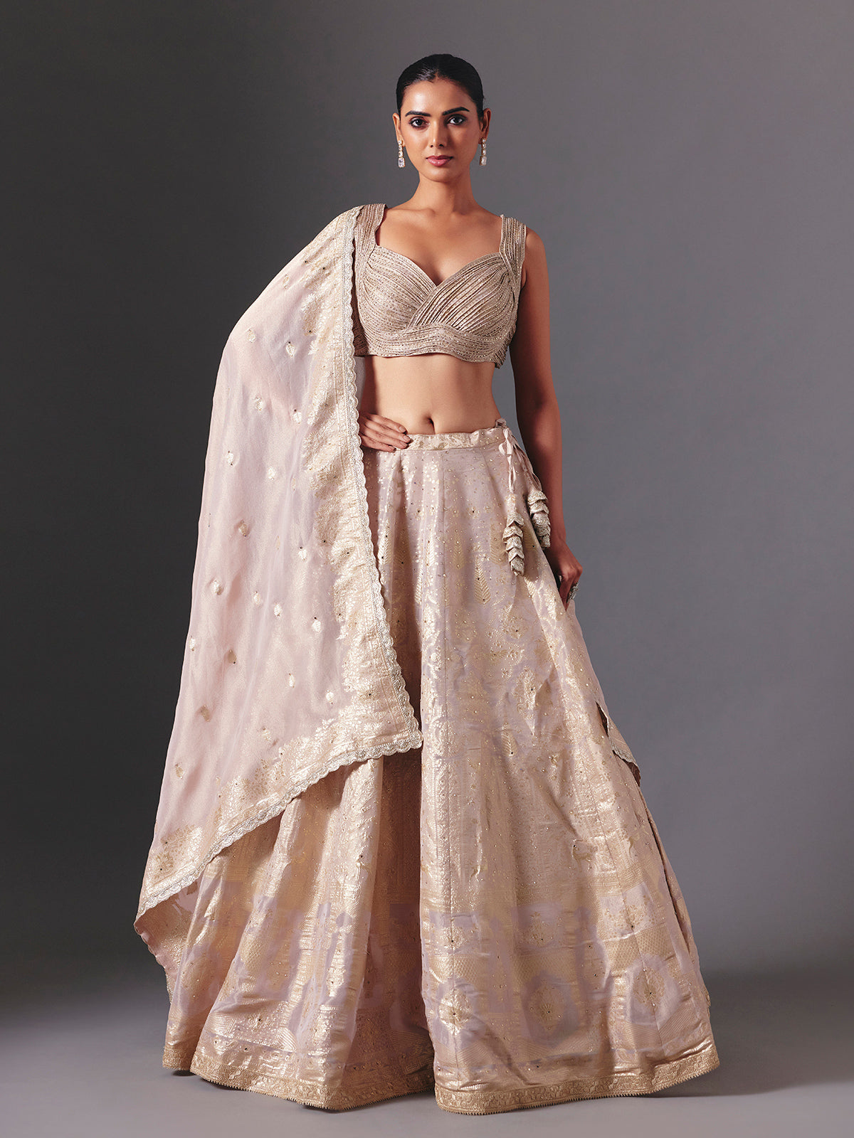 Lilac purple silk designer lehenga choli with elegant dupatta style