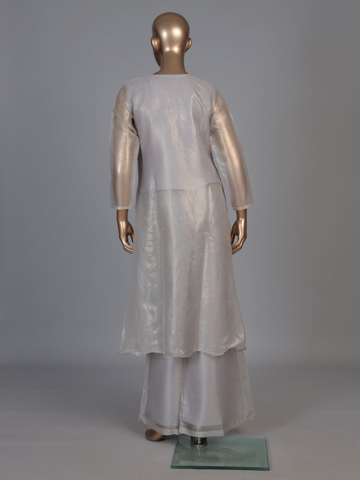Pastel grey organza tissue designer festive palazzo suit