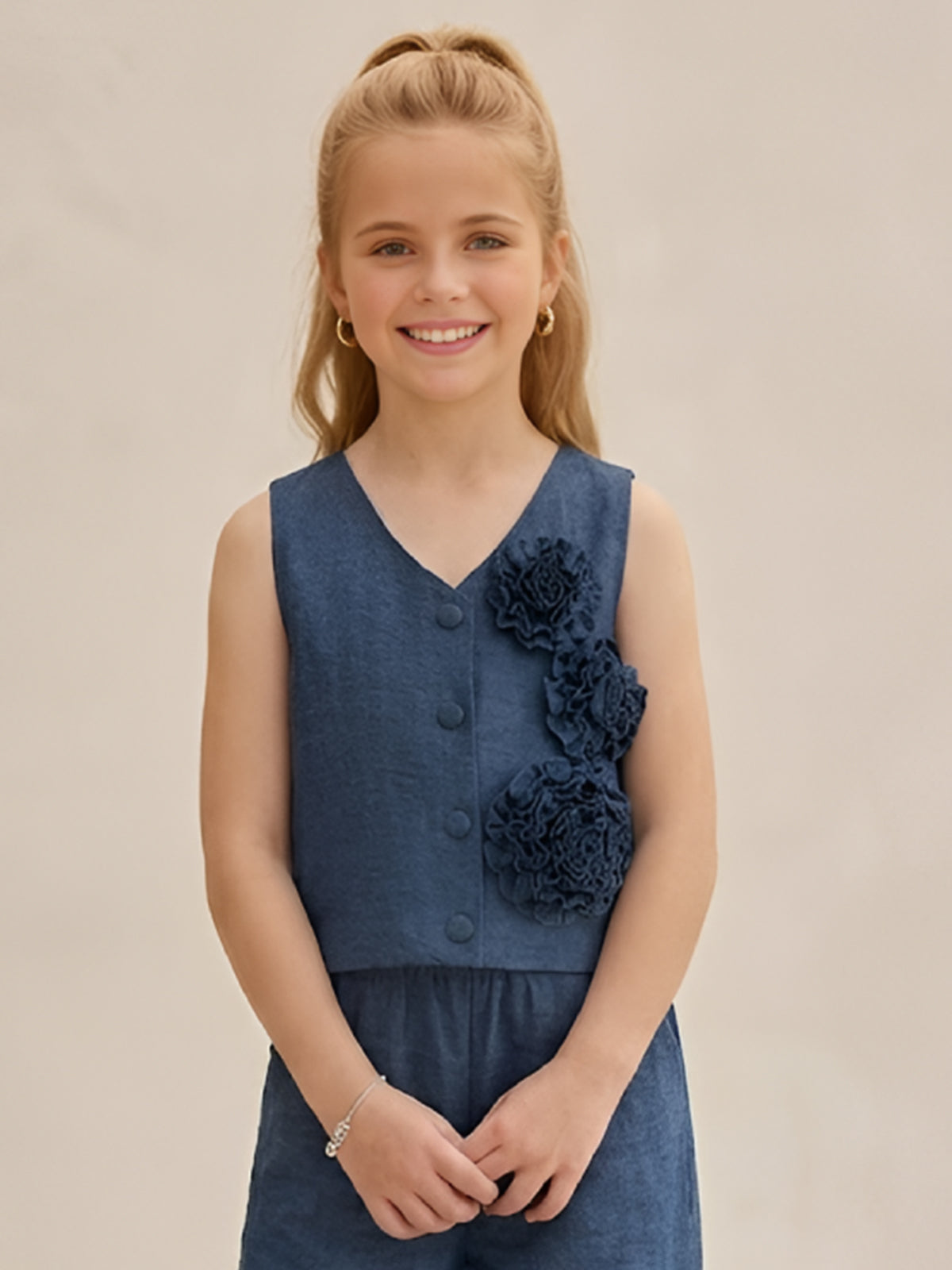 Blue floral palazzo co-ord set for girls