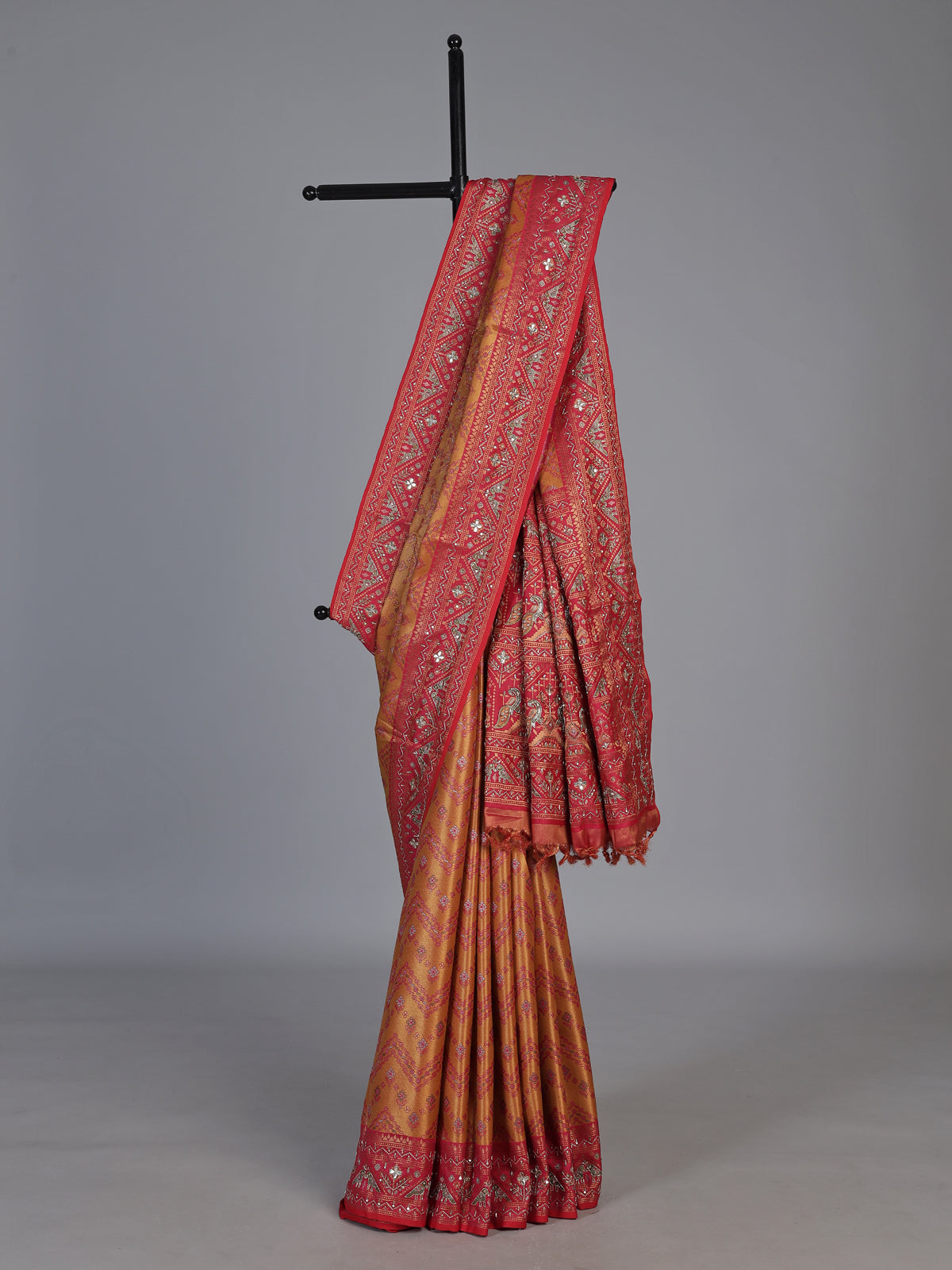 Chikoo beige kanjivaram tissue silk saree with bird motifs