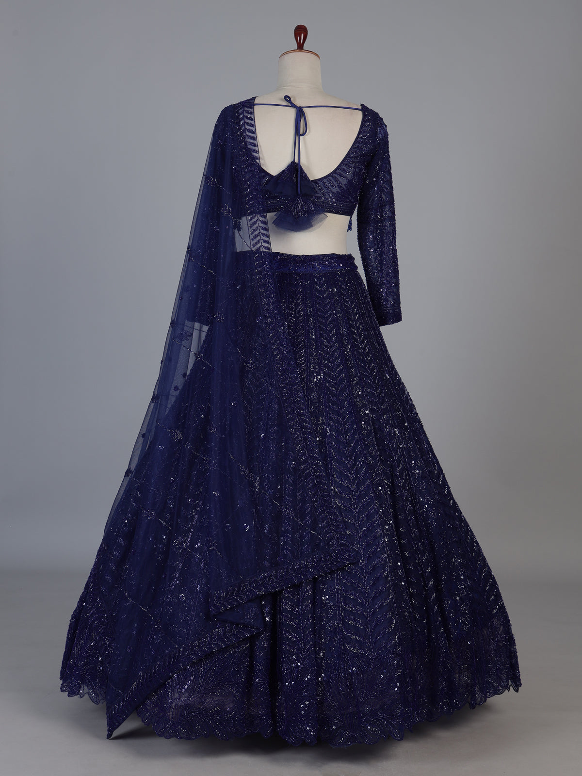 Royal blue designer net lehenga choli with elegant dupatta
