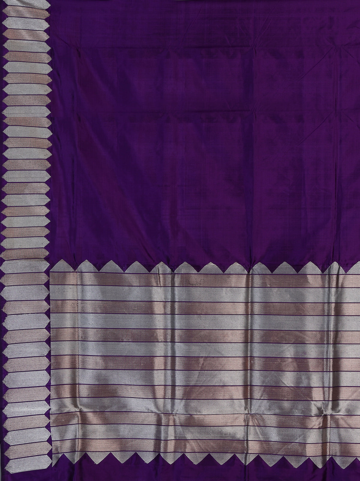 Purple satin silk saree with elegant festive zari detailing