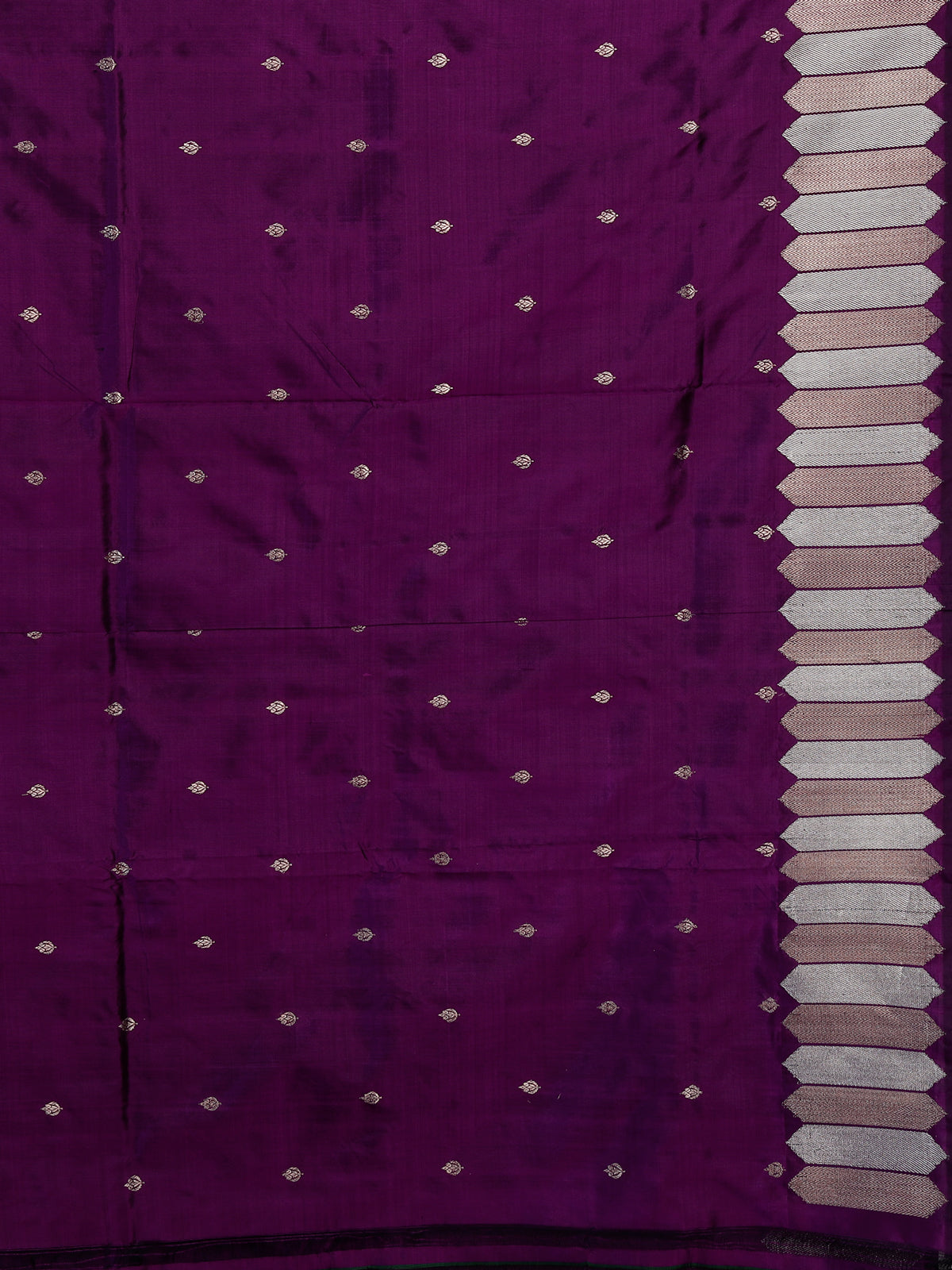 Purple satin silk saree with traditional zari border design