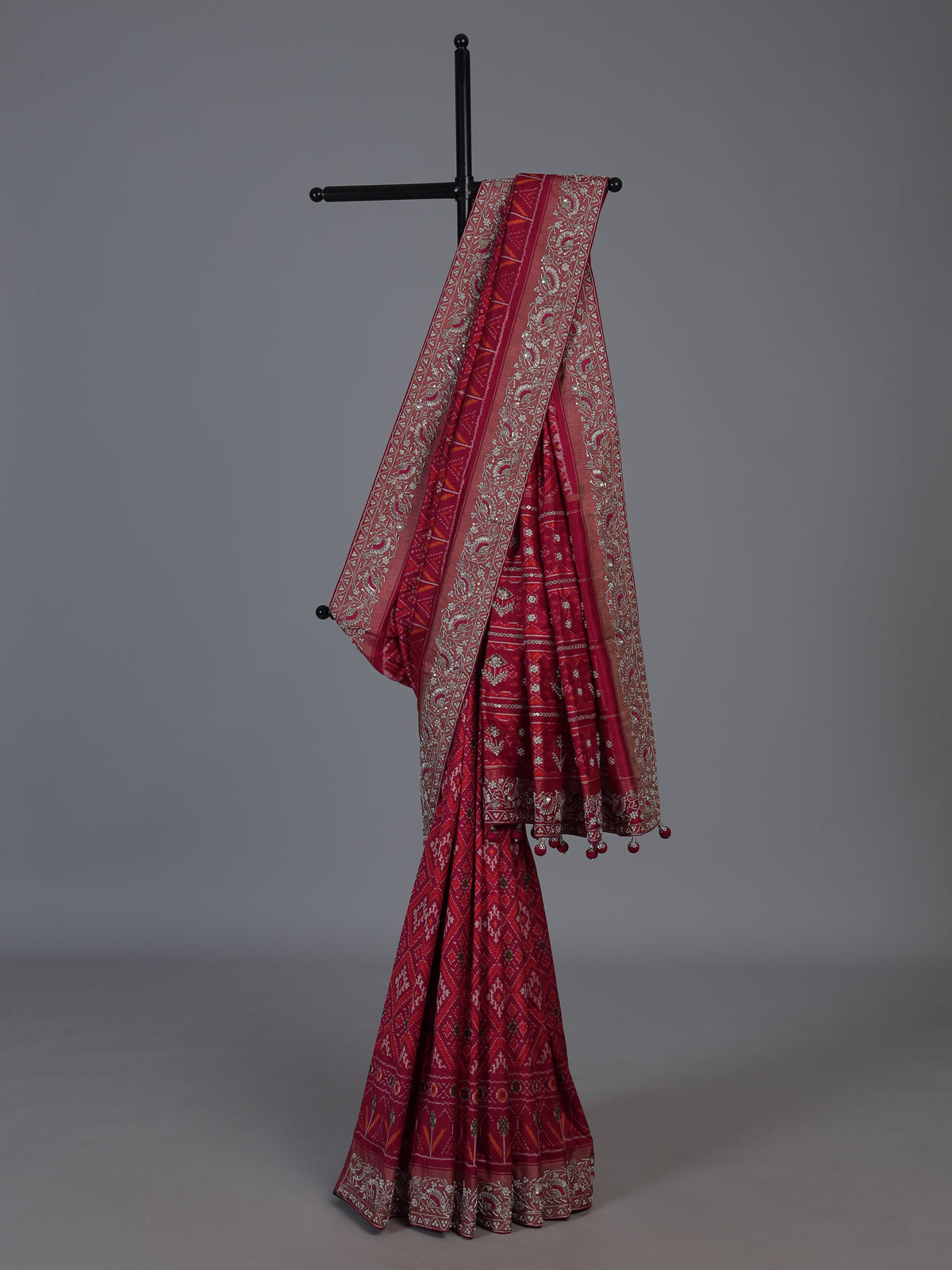 Rani pink pure hyderabadi patola silk designer festive saree