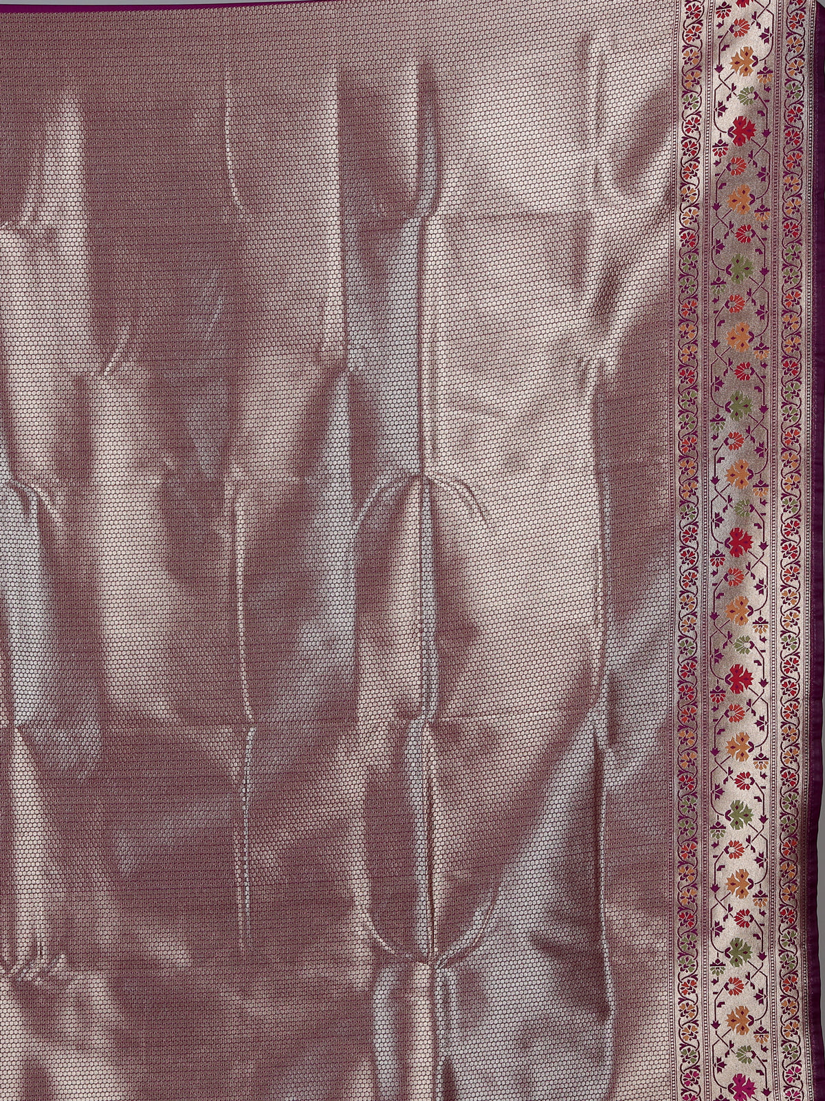 Purple paithani silk saree with elegant floral zari motifs