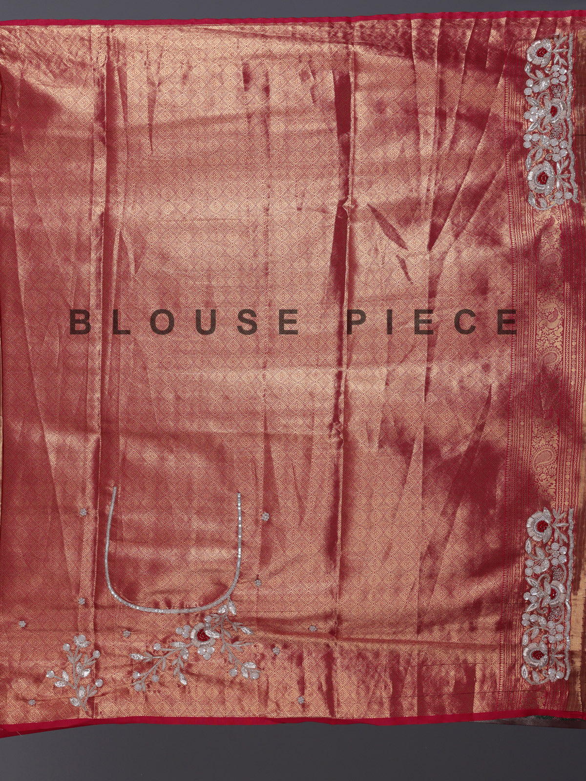 Red kanjivaram tissue silk saree with elegant floral zari craftsmanship