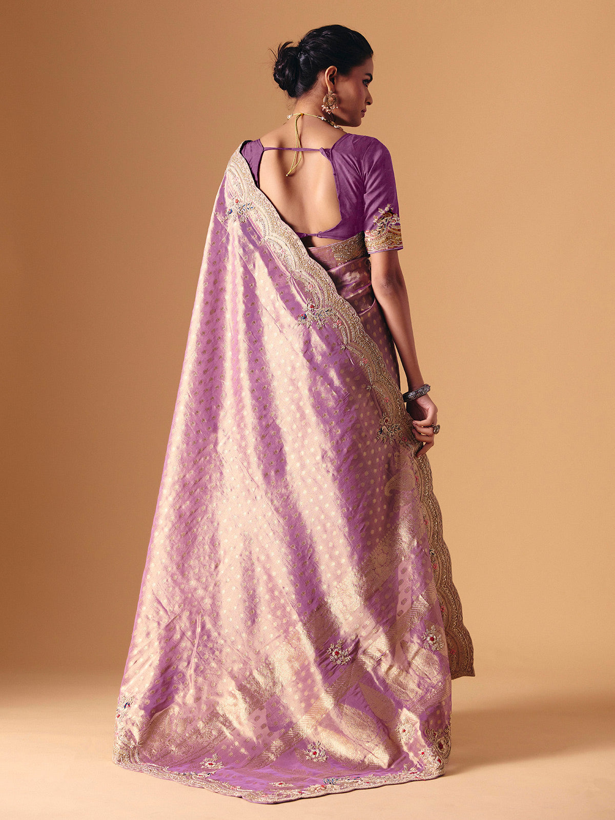 Purple dola silk designer occasion saree