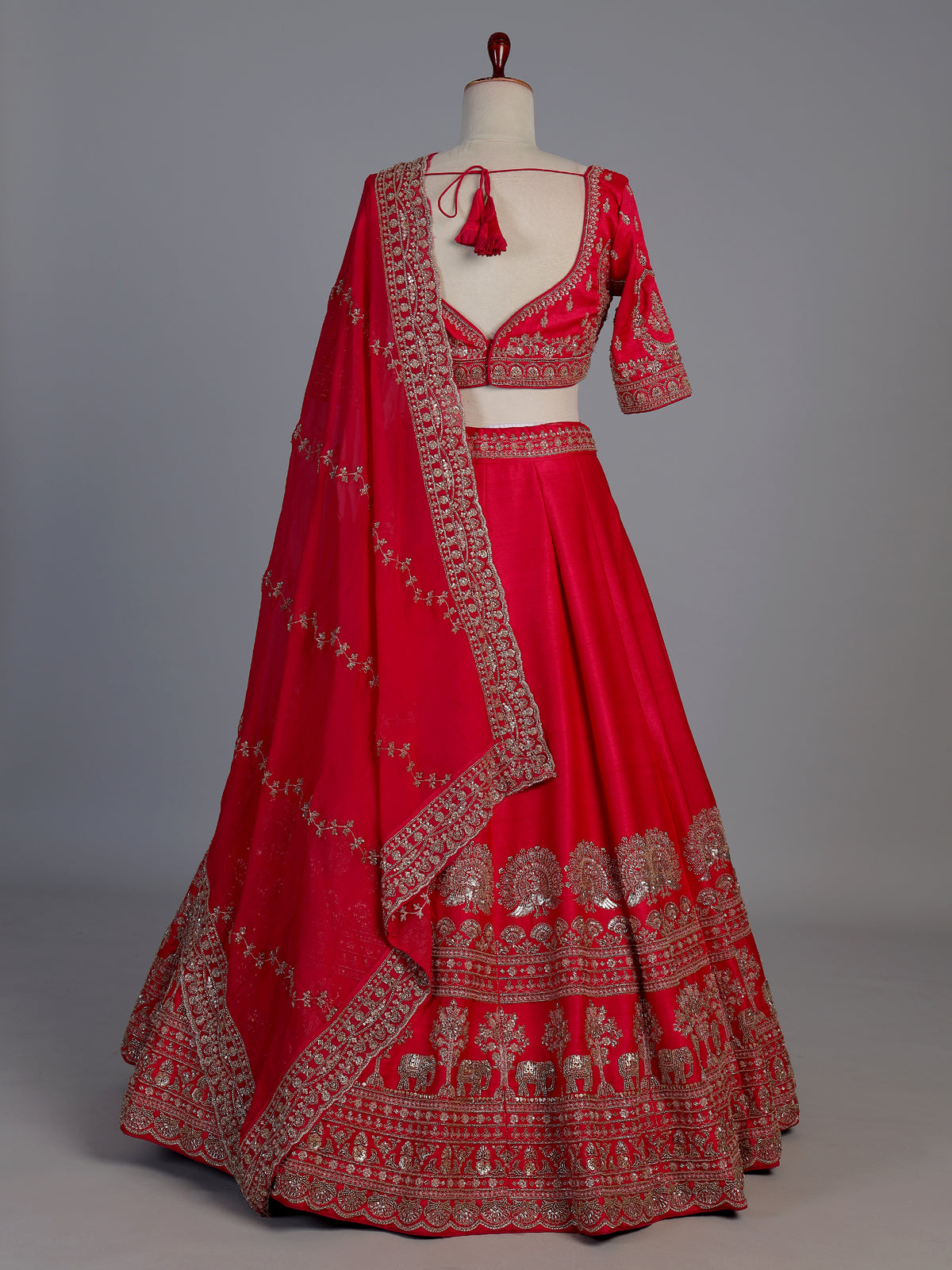 Rani pink raw silk festive lehenga choli