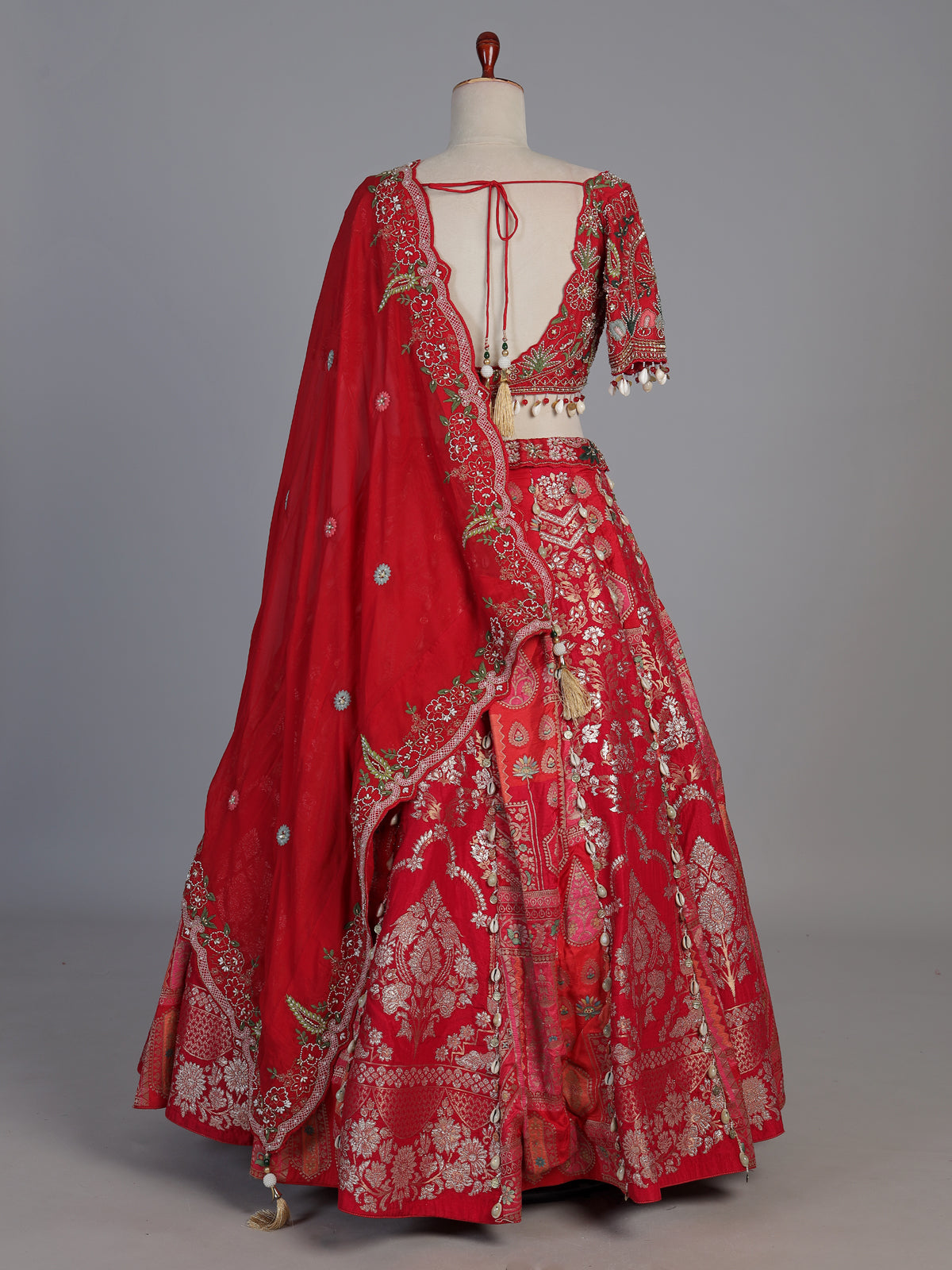 Rani pink banarasi silk embellished bridal lehenga choli