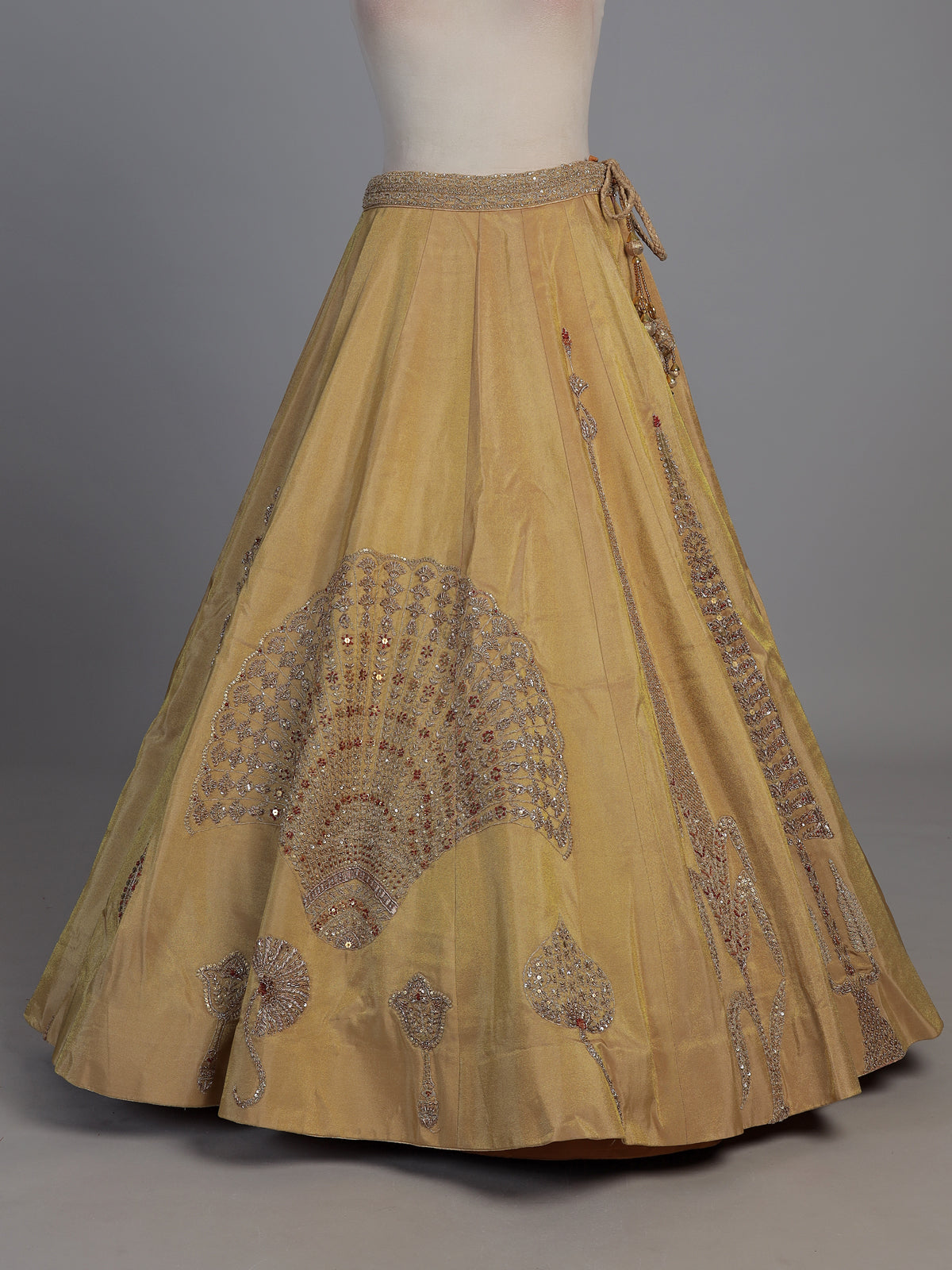 Royal golden silk unstitched lehenga choli with double dupatta