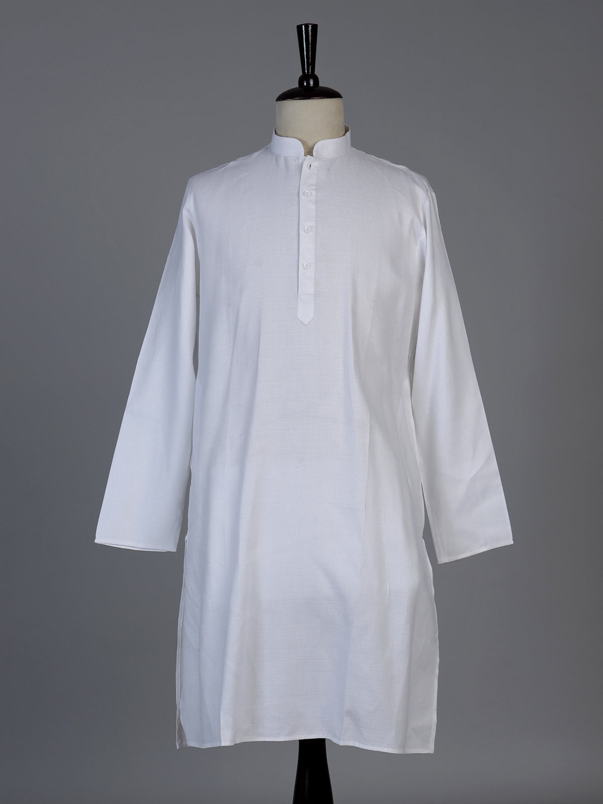 Elegant white cotton blend thread work kurta set for men