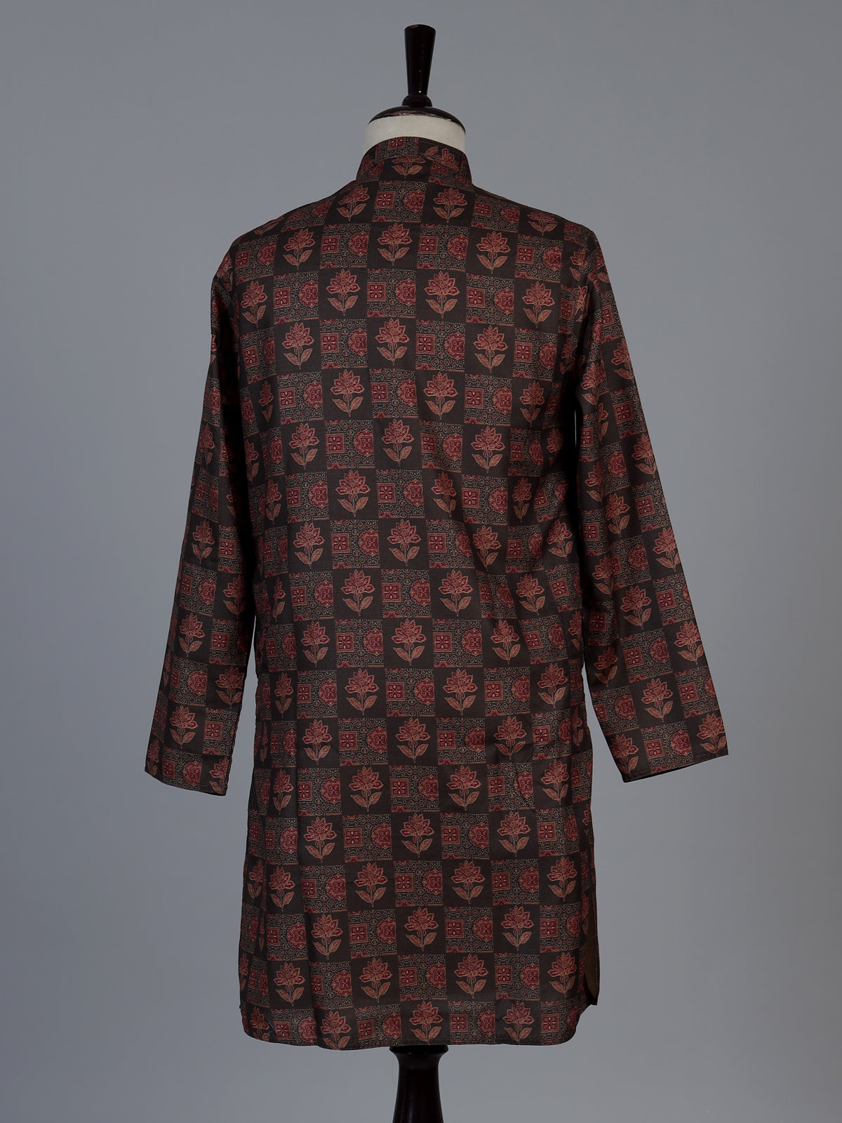 Mehendi green floral cotton silk festive kurta suit for men