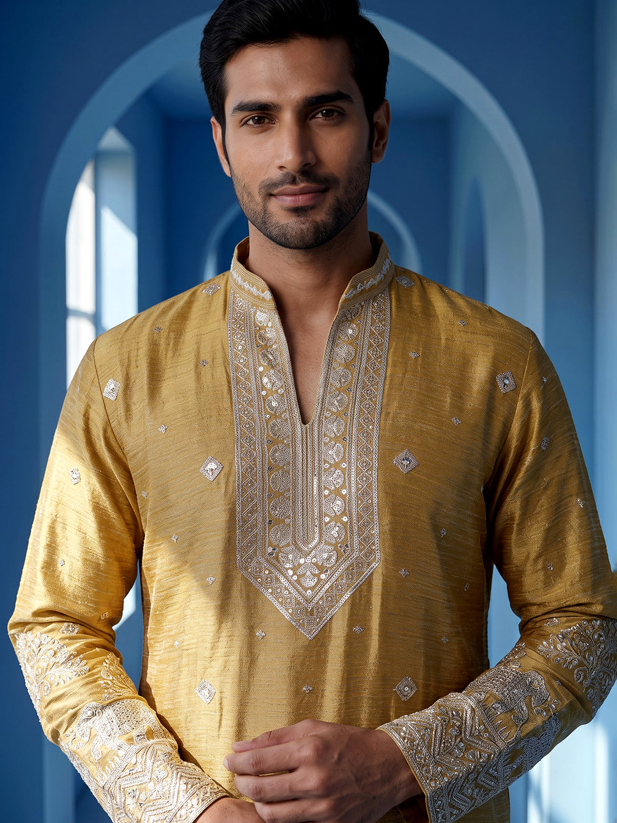 cream premium festive mens kurta pant