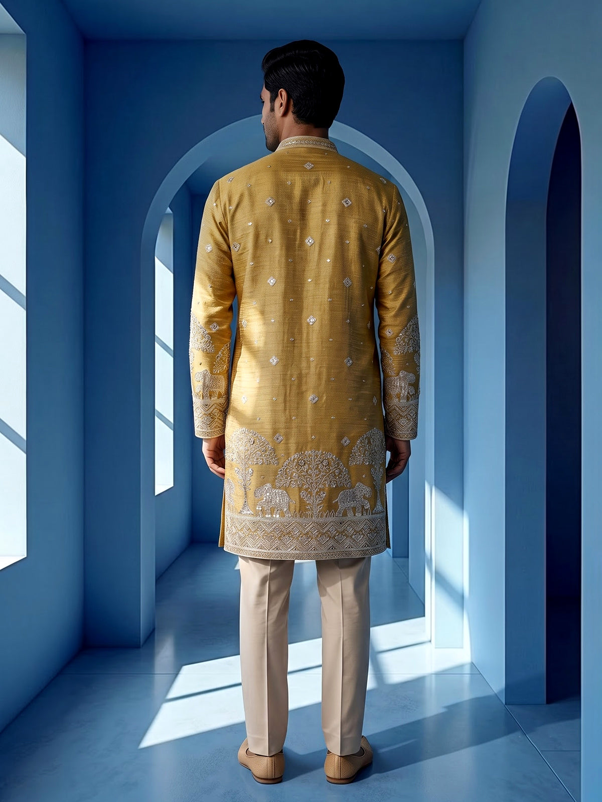 cream premium festive mens kurta pant