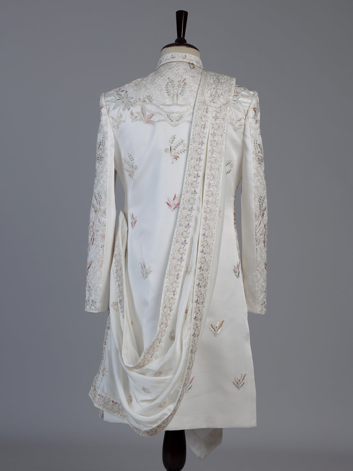 Off white regal groom sherwani with dupatta
