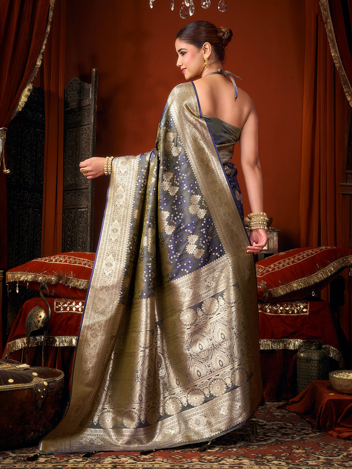 Lavender elegant banarasi silk saree