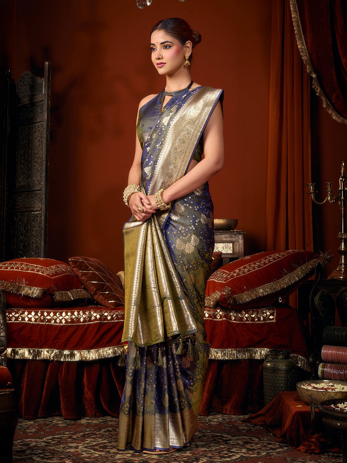 Lavender elegant banarasi silk saree