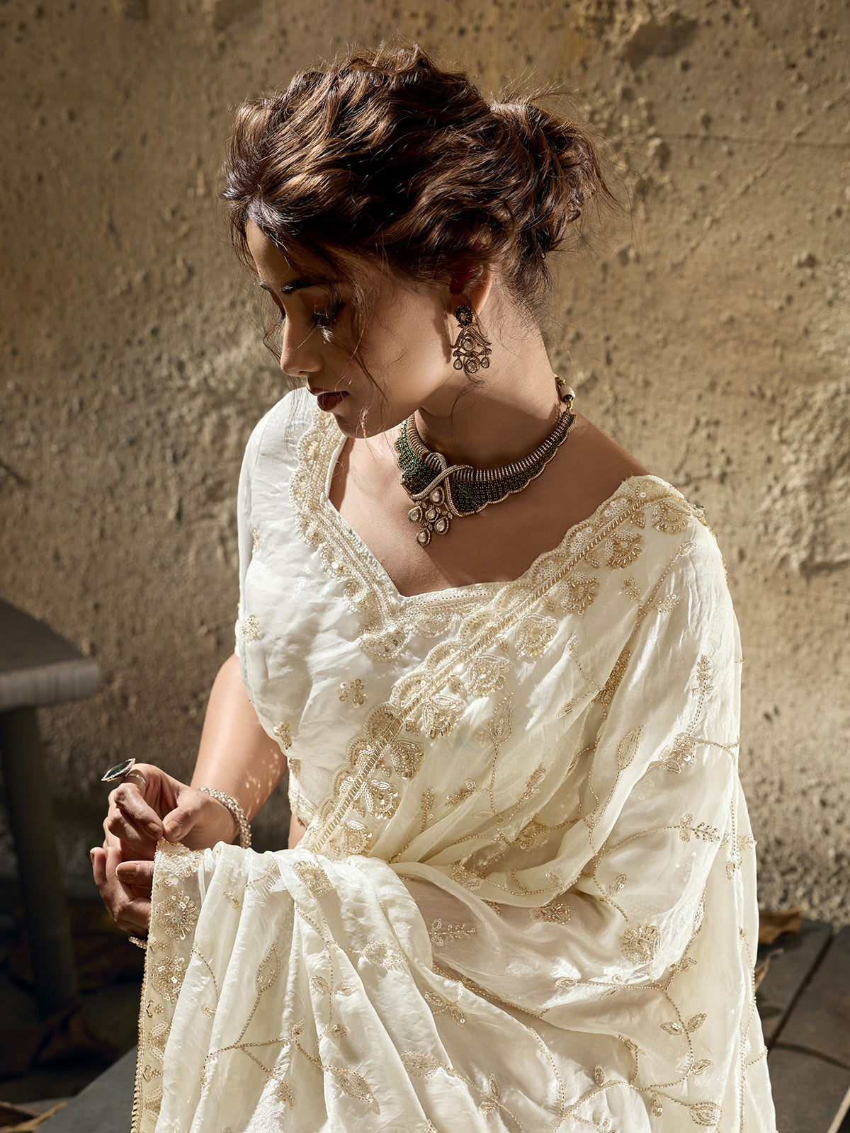 White luxe elegance designer saree
