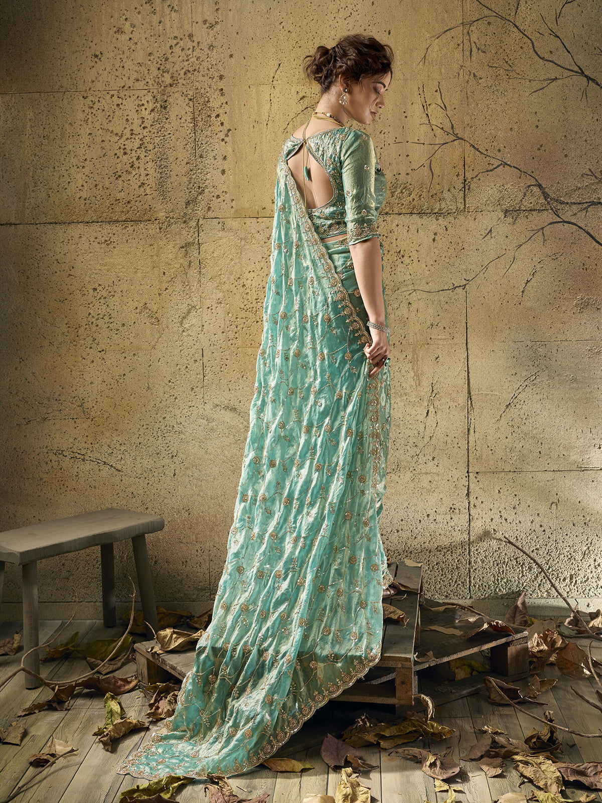 Sky blue radiant sparkle saree