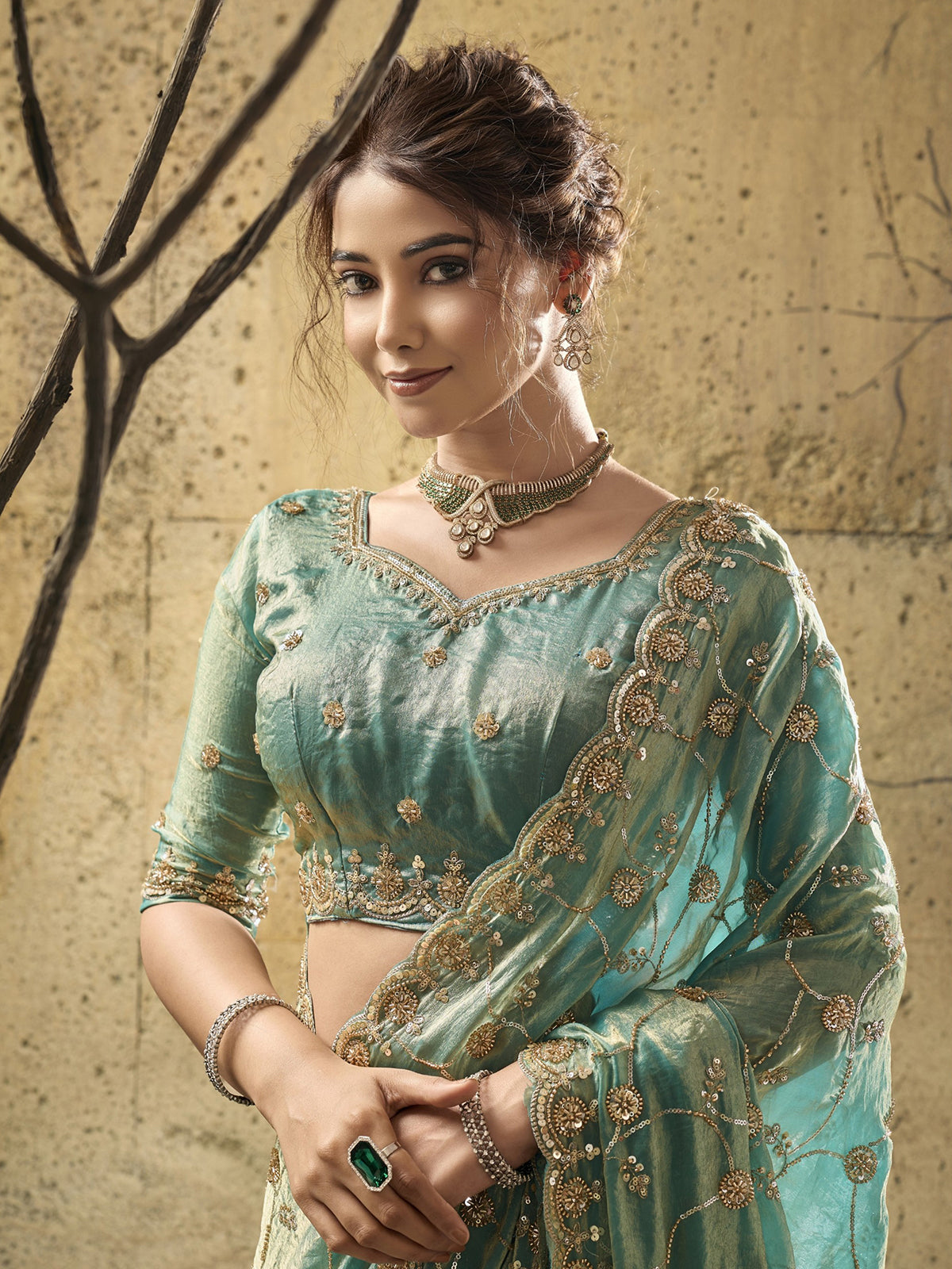 Sky blue radiant sparkle saree