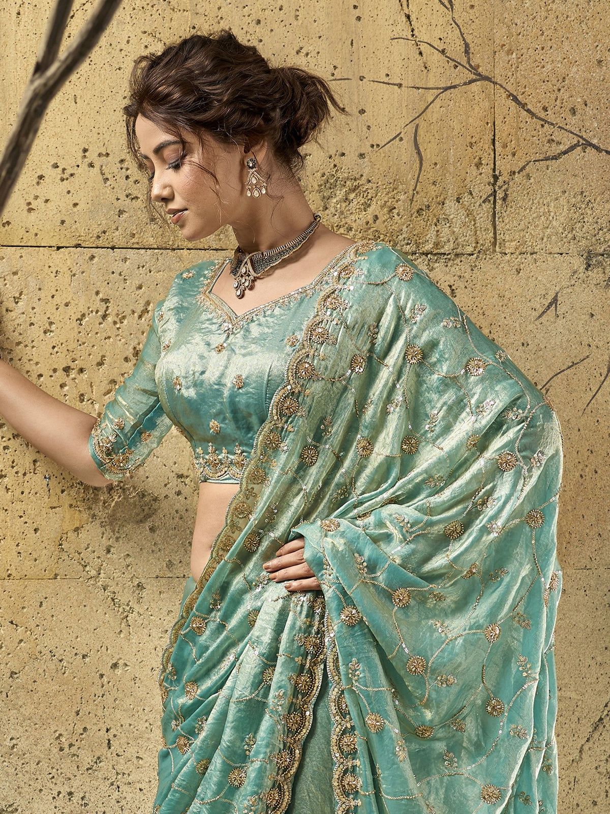 Sky blue radiant sparkle saree