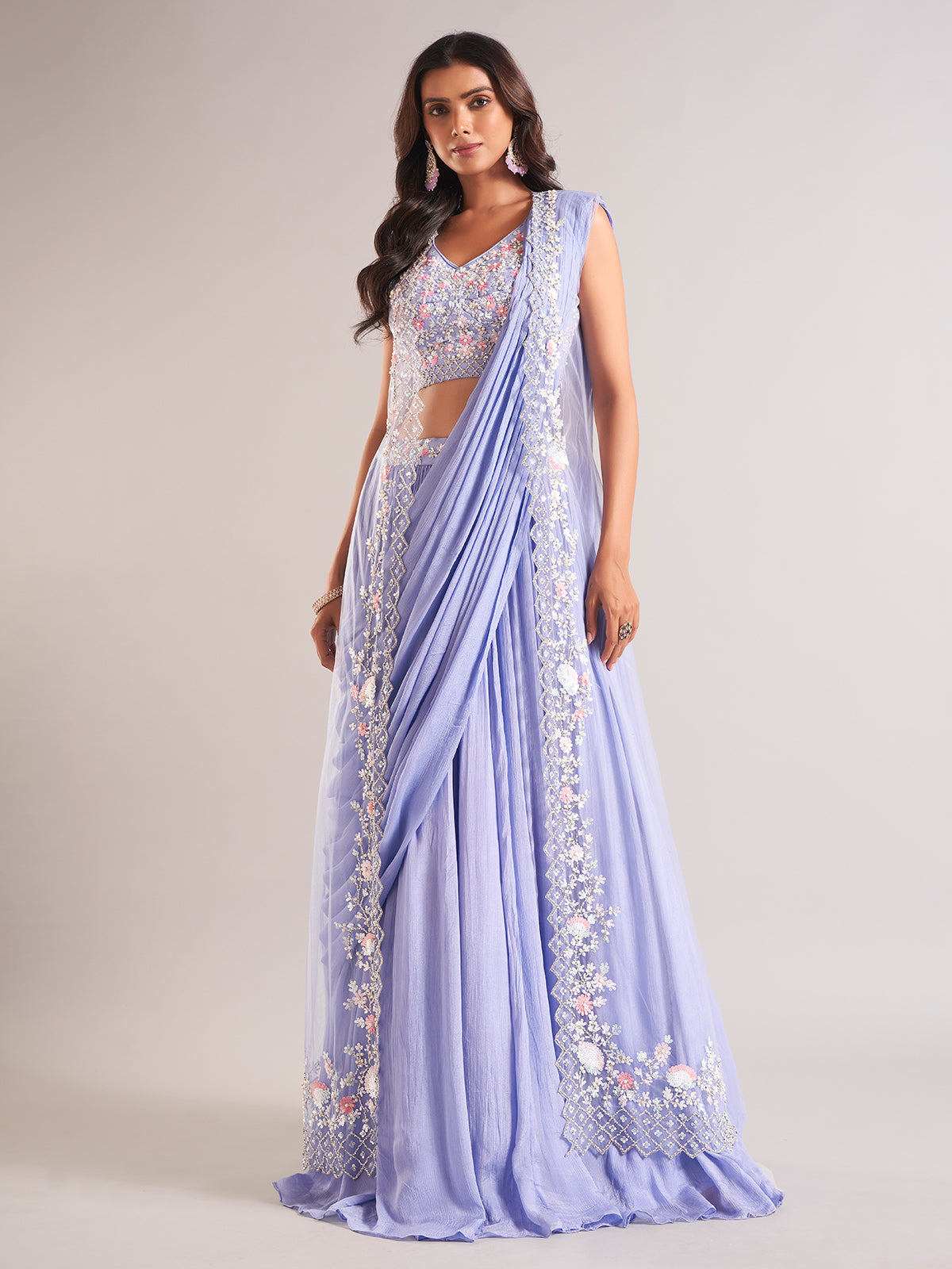 Purple lehenga choli in georgette fabric