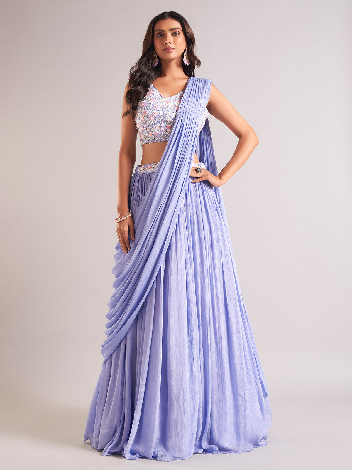 Purple lehenga choli in georgette fabric