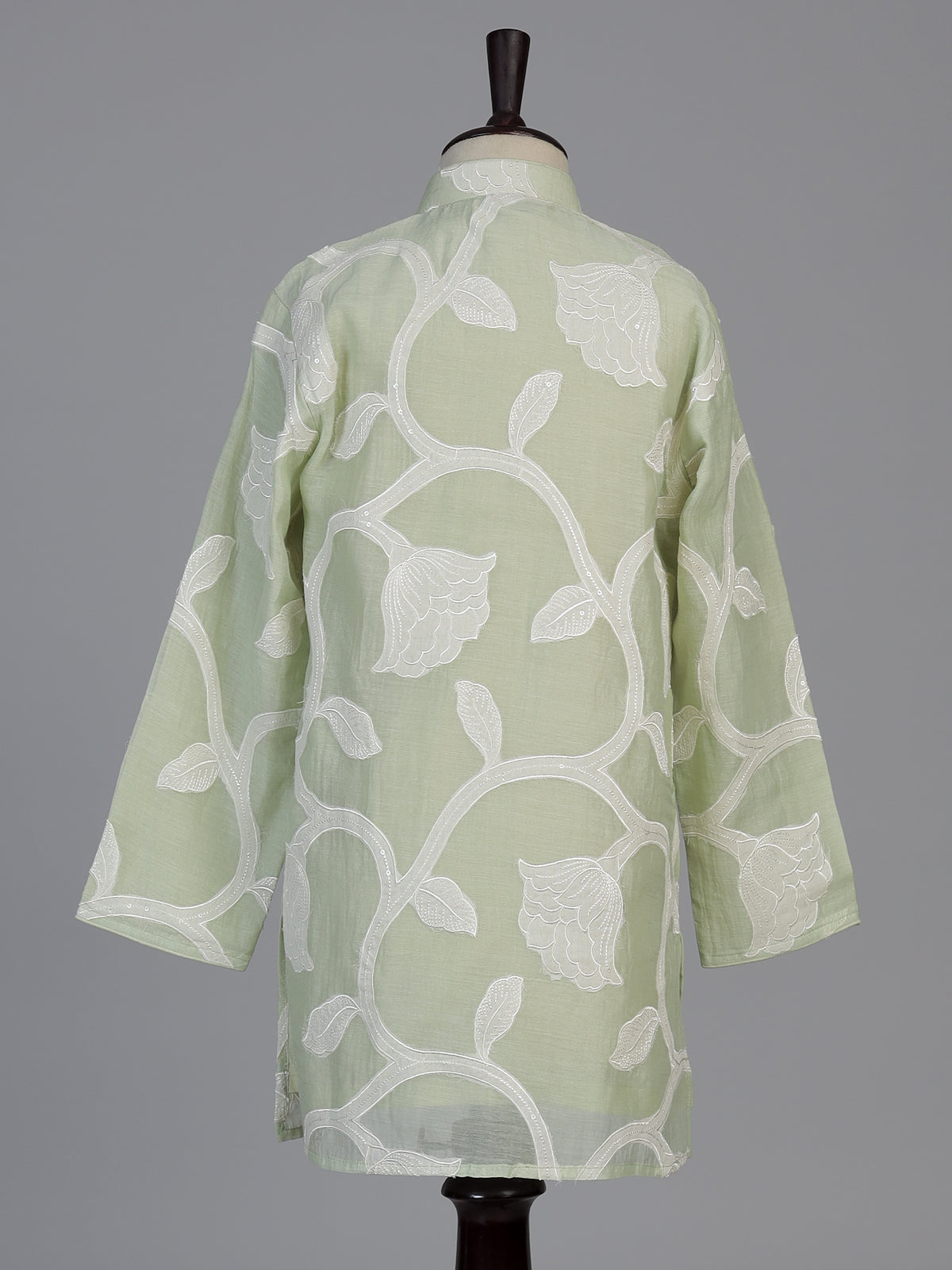 Pista green botanical boys kurta suit