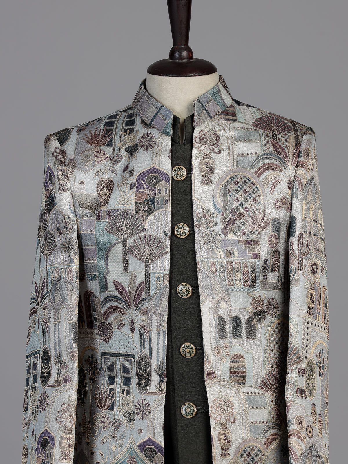 Black heritage printed boys indo western