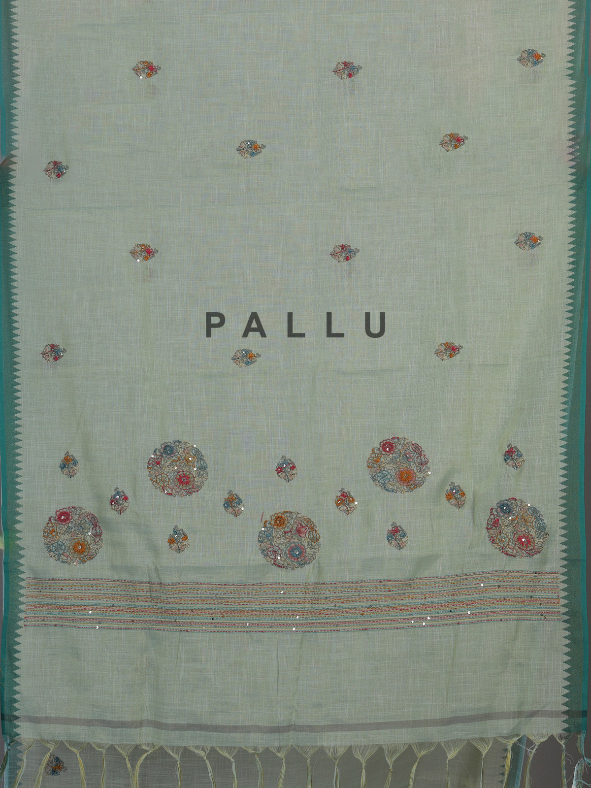 Pista green cotton silk saree with contrast border elegance