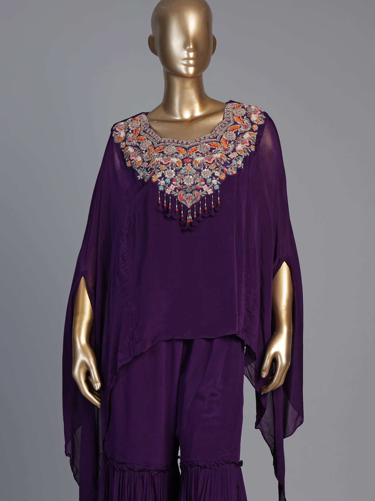 Purple designer kaftan style sharara suit for women