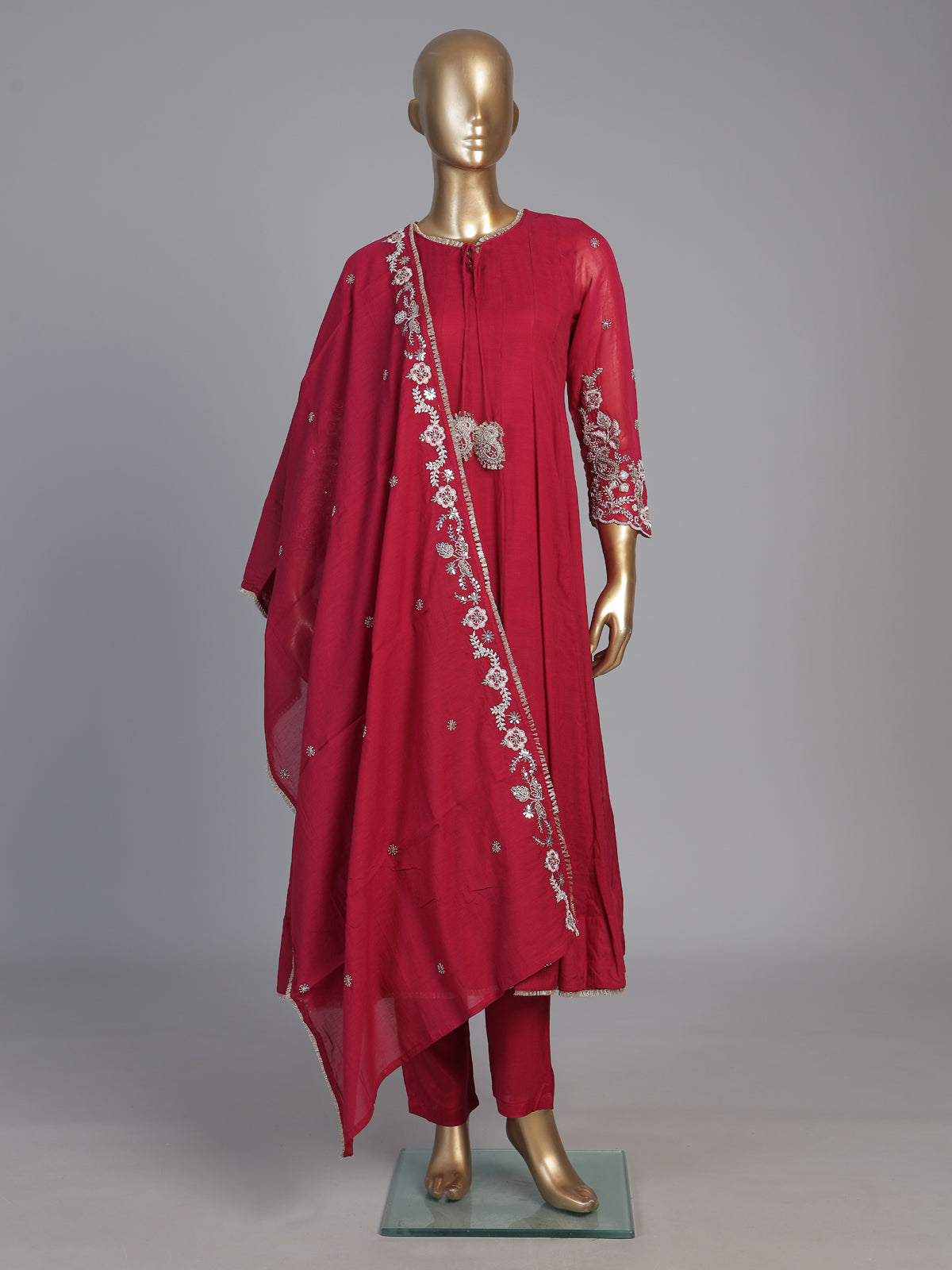 Rani pink embroidered anarkali suit for women