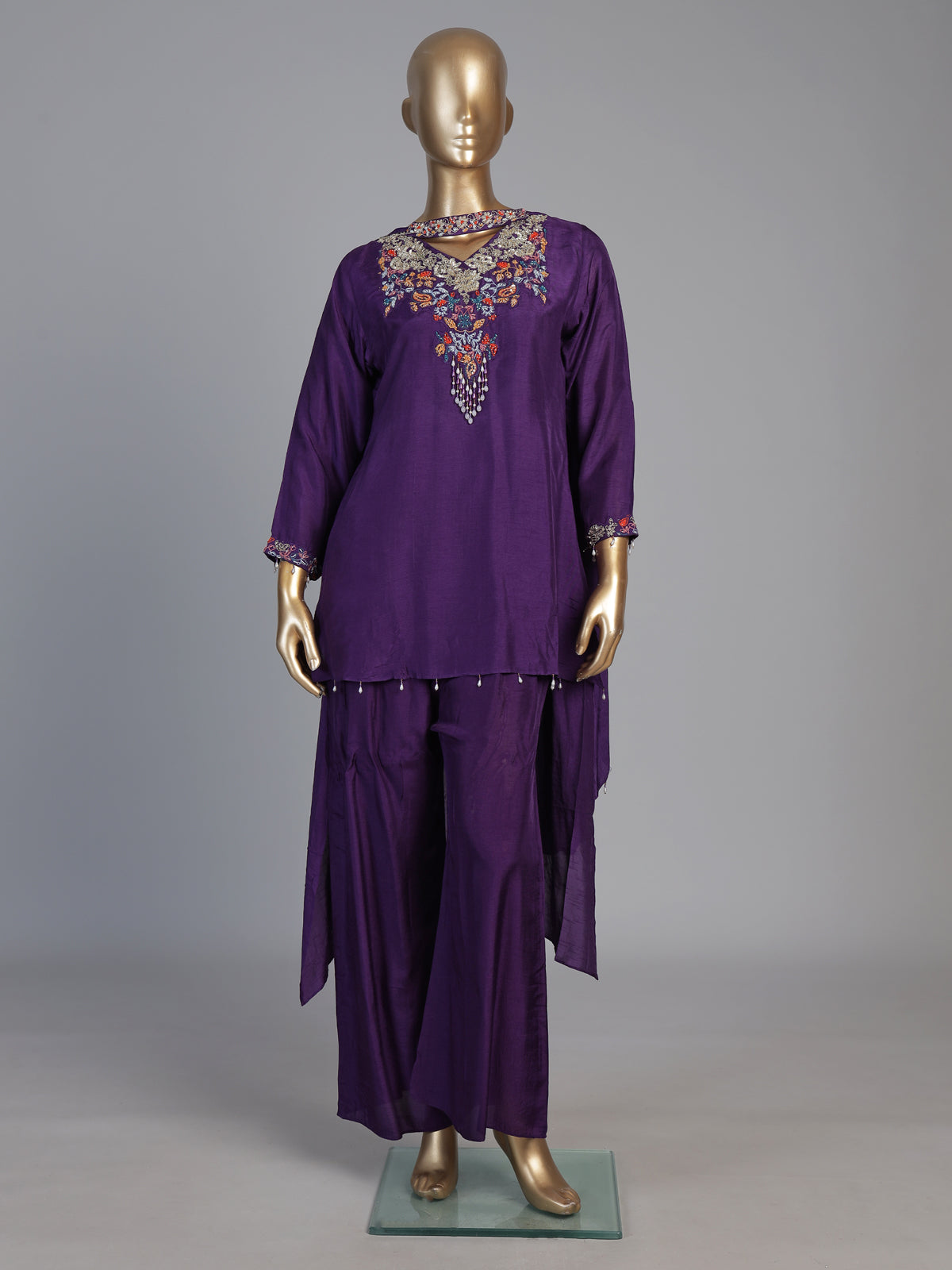 Purple designer choker dupatta suit for women