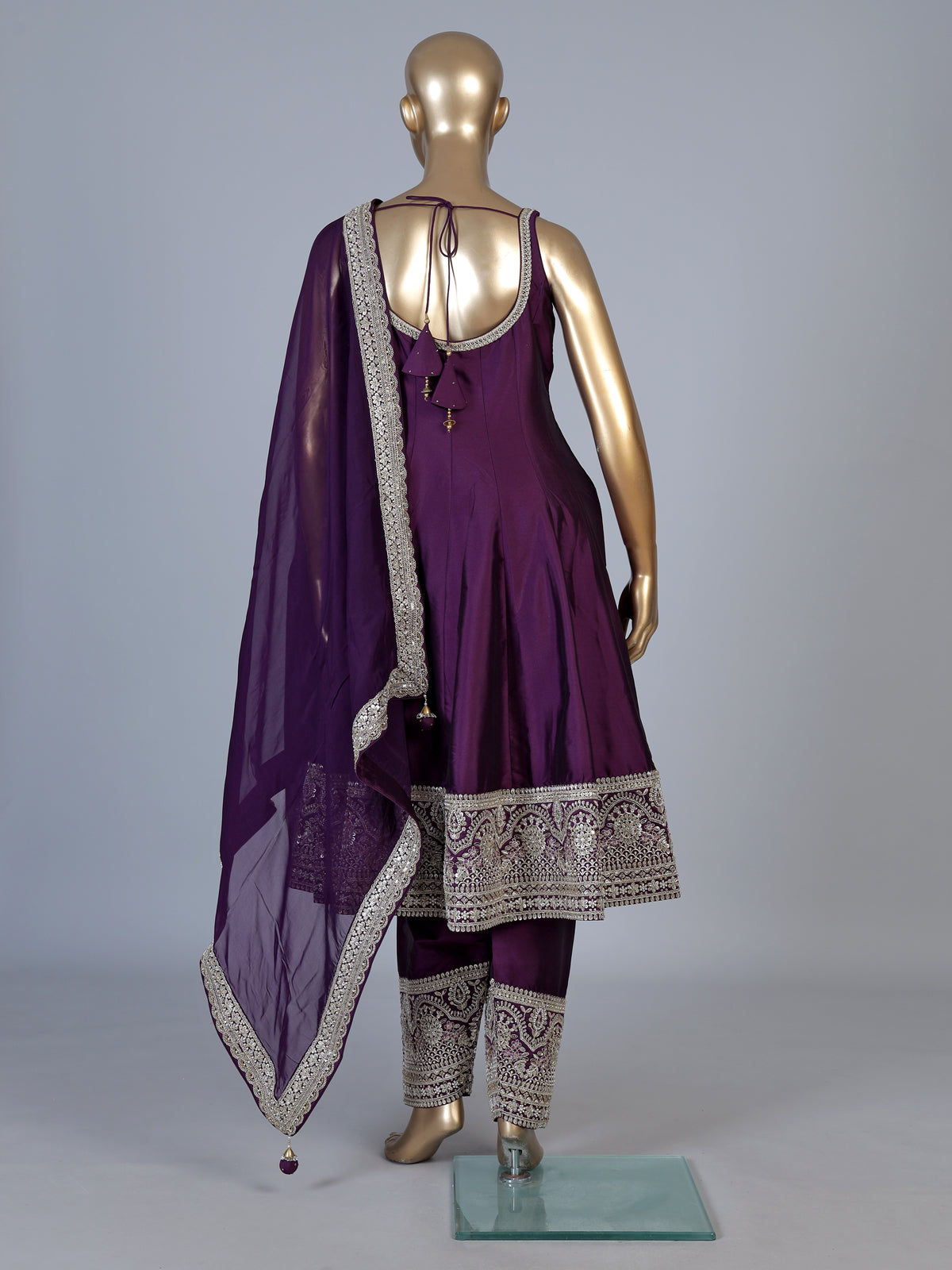 Purple zardosi embroidered women Anarkali salwar suit