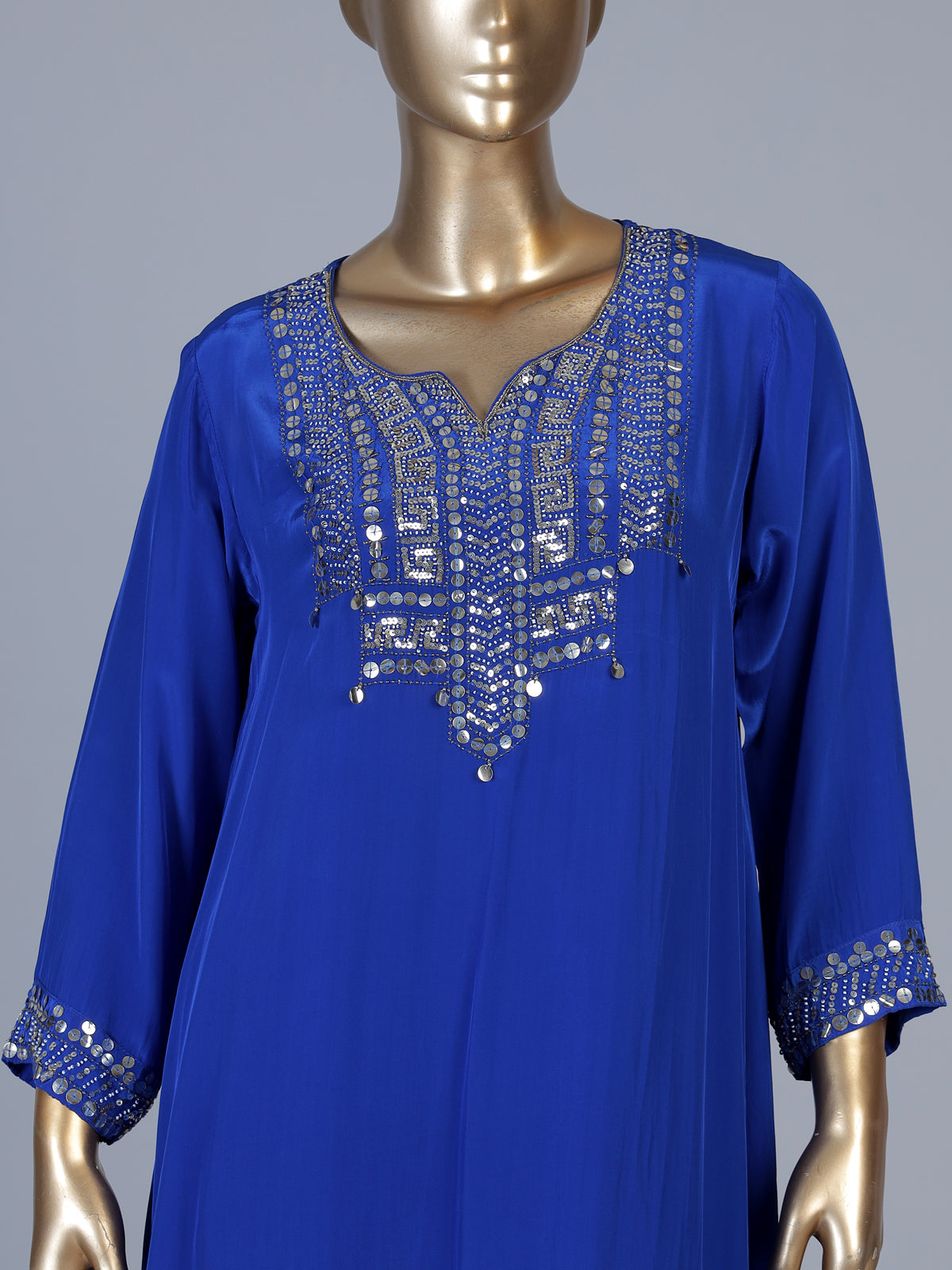 Blue asymmetrical embellished women palazzo suit
