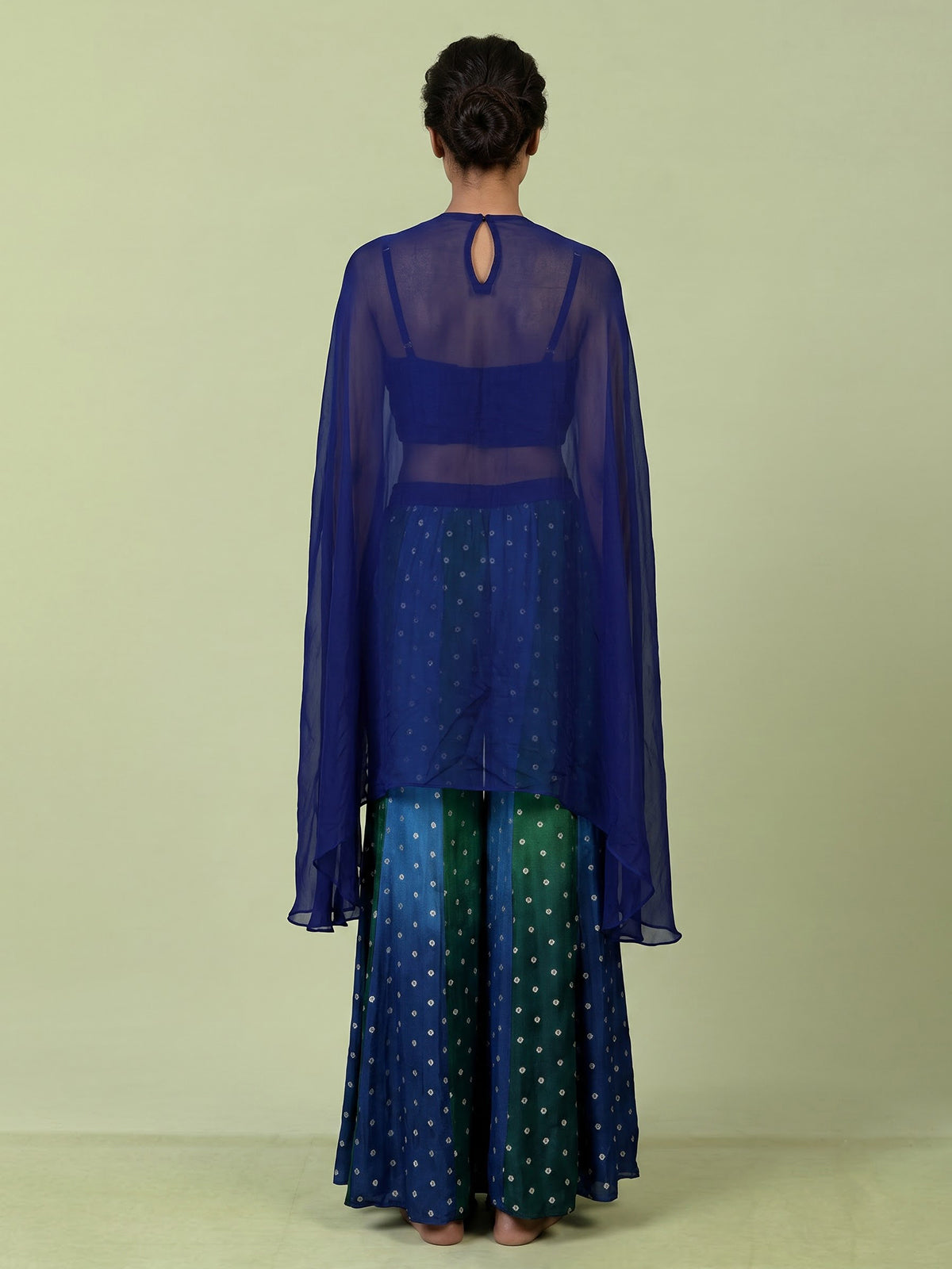 Rama blue embellished women palazzo indo western suit
