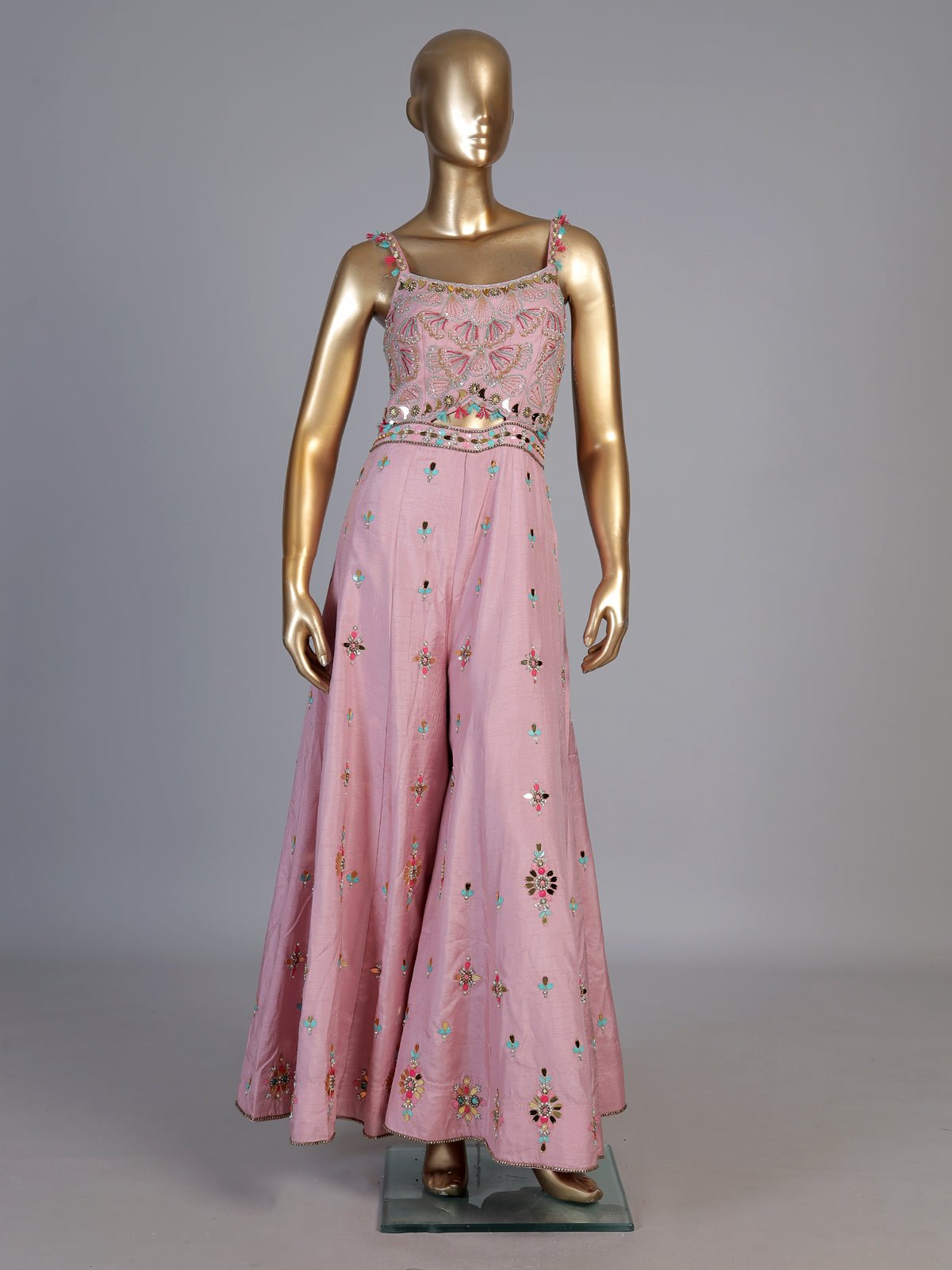 Pink embellished women indo western jumpsuit