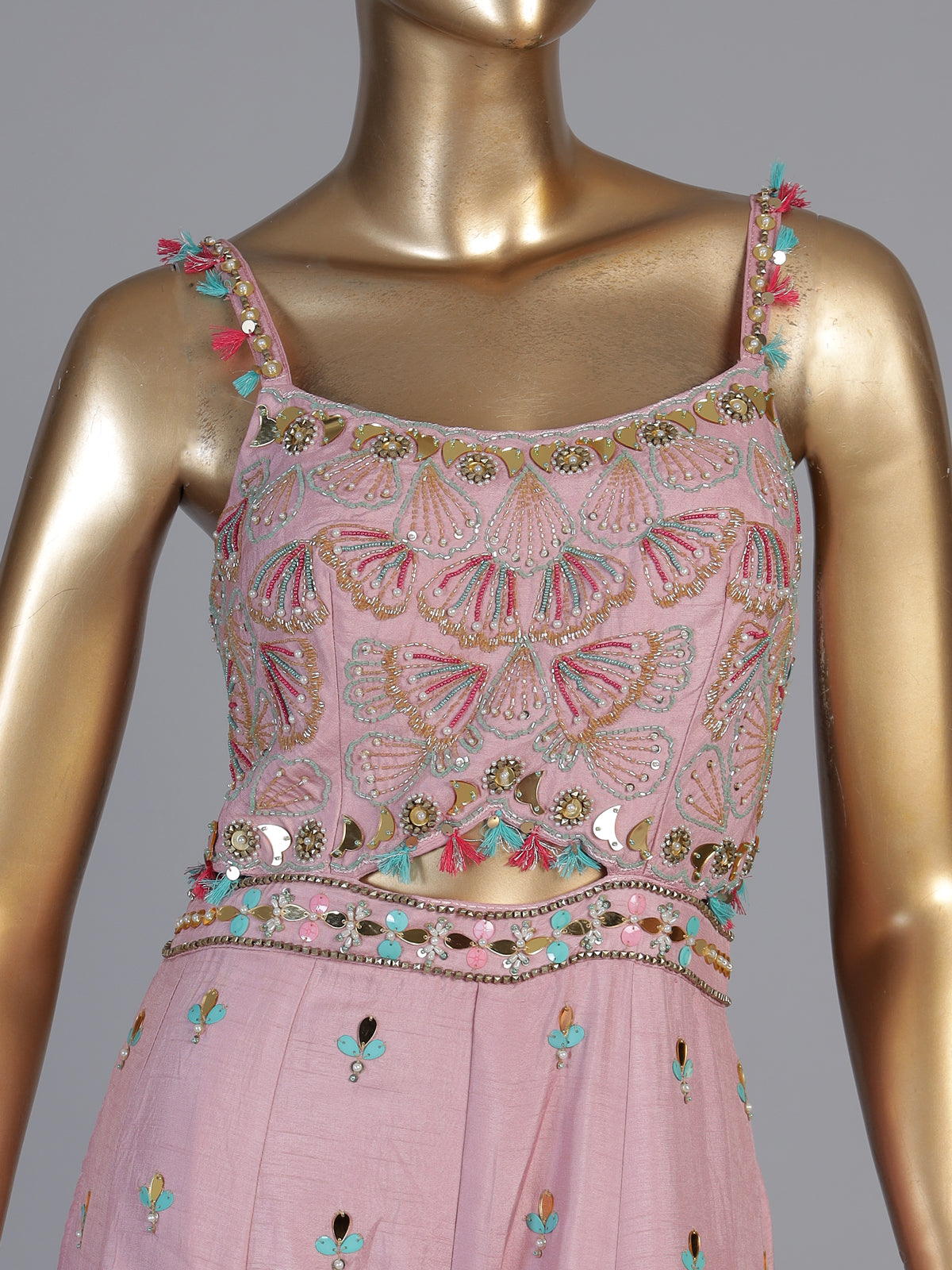 Pink embellished women indo western jumpsuit