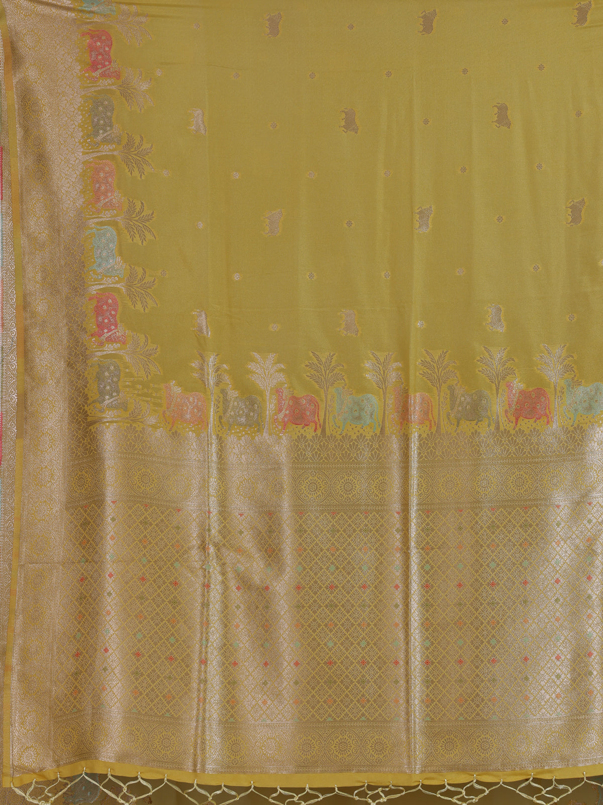 Yellow women meenakari zari saree