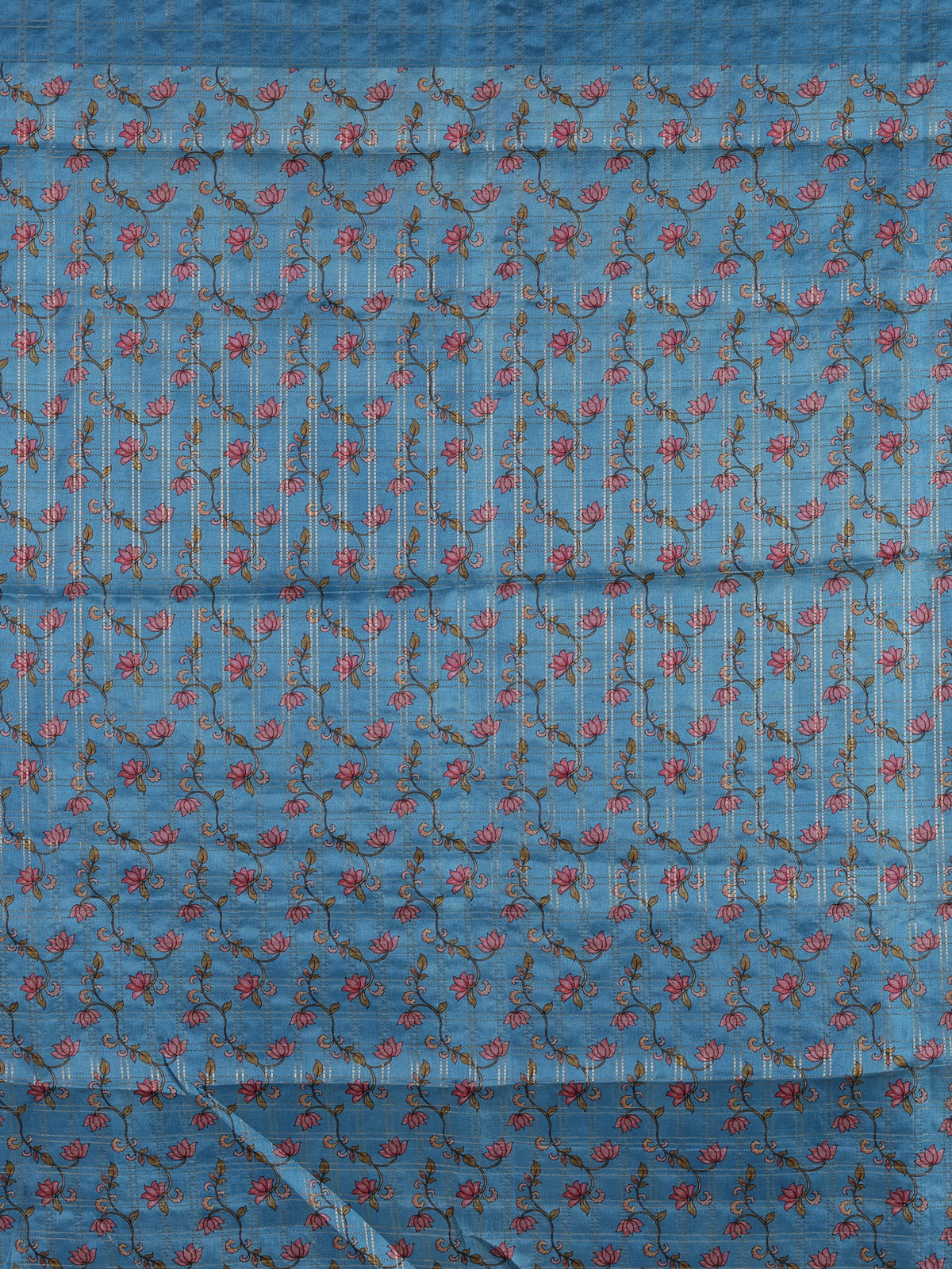 Blue women botanical vine zari saree