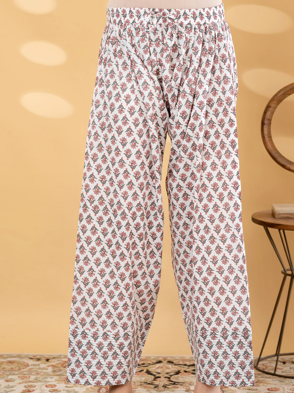 Off white botanical printed women palazzo kurti set