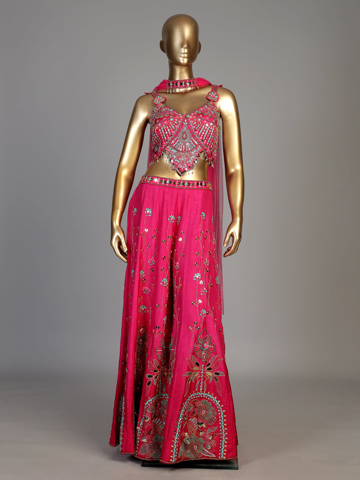 Rani pink women jharokha embellished sharara suit