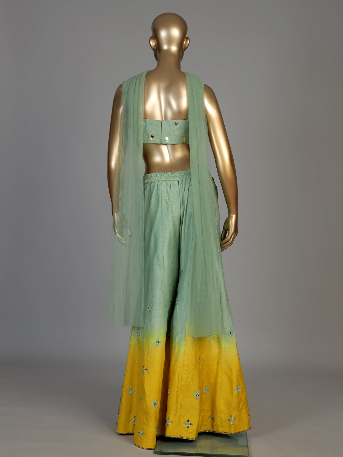 Green women shaded embellished palazzo suit