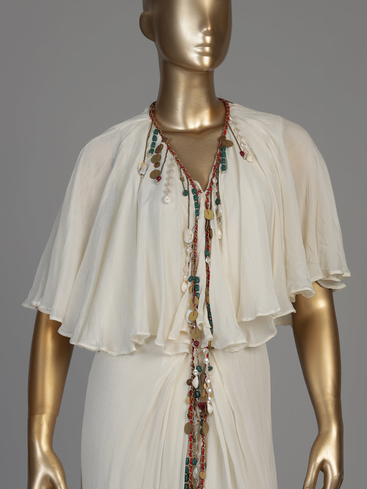 White women embellished cape style indo western