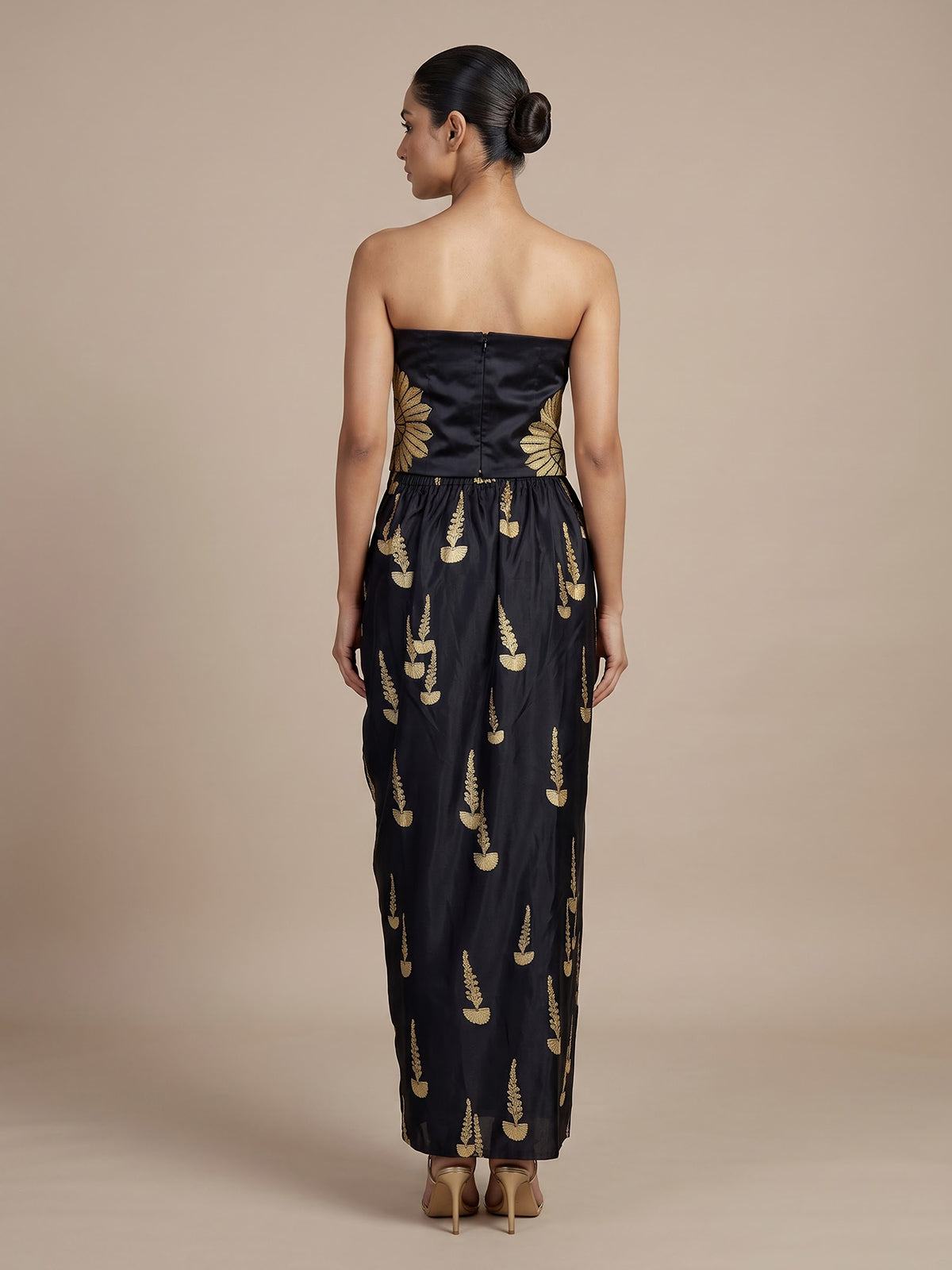 Black women draped dhoti skirt indo western