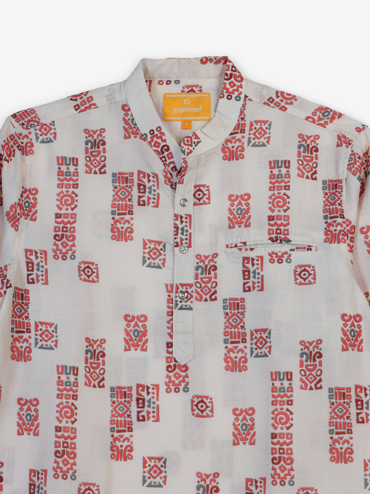 Off white men aztec printed chinese kurta
