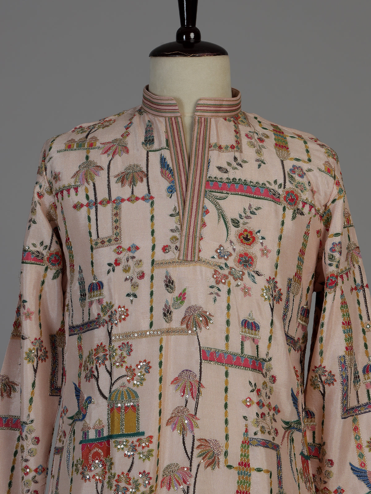 Onion pink men mughal court kurta suit